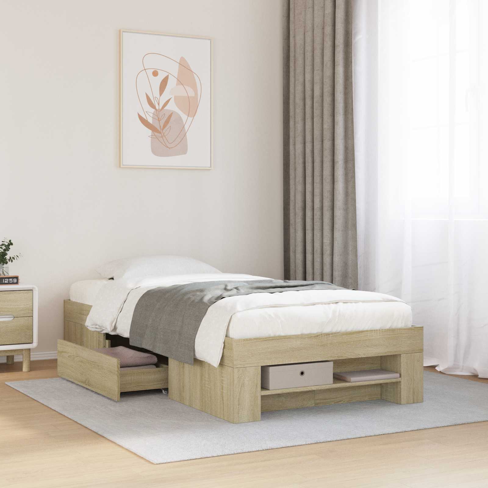 Sängram med förvaring Sonoma-ek 80 x 200 cm Konstruerat trä