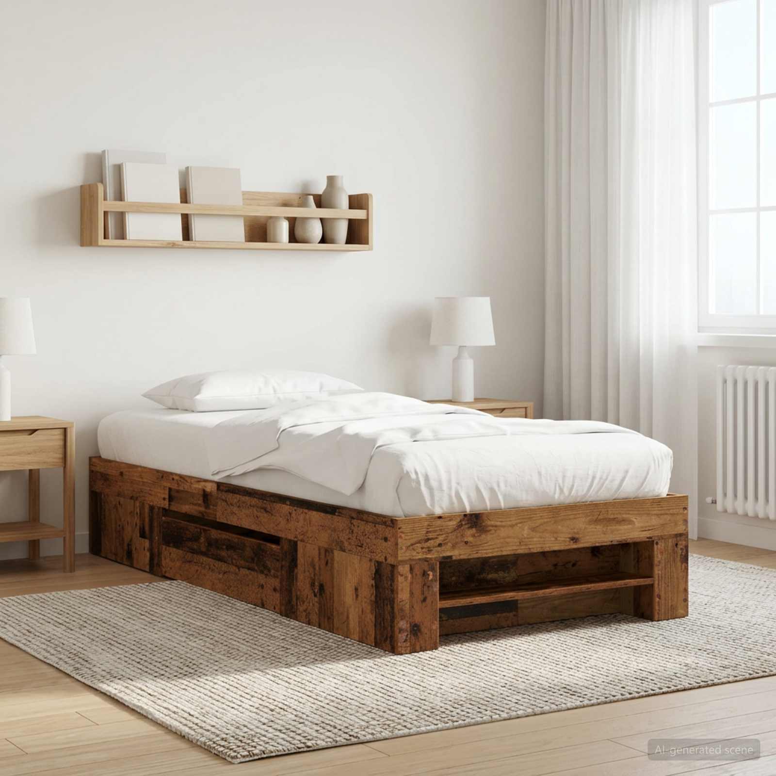 Sängram med förvaring Gammalt trä 80 x 200 cm Konstruerat trä