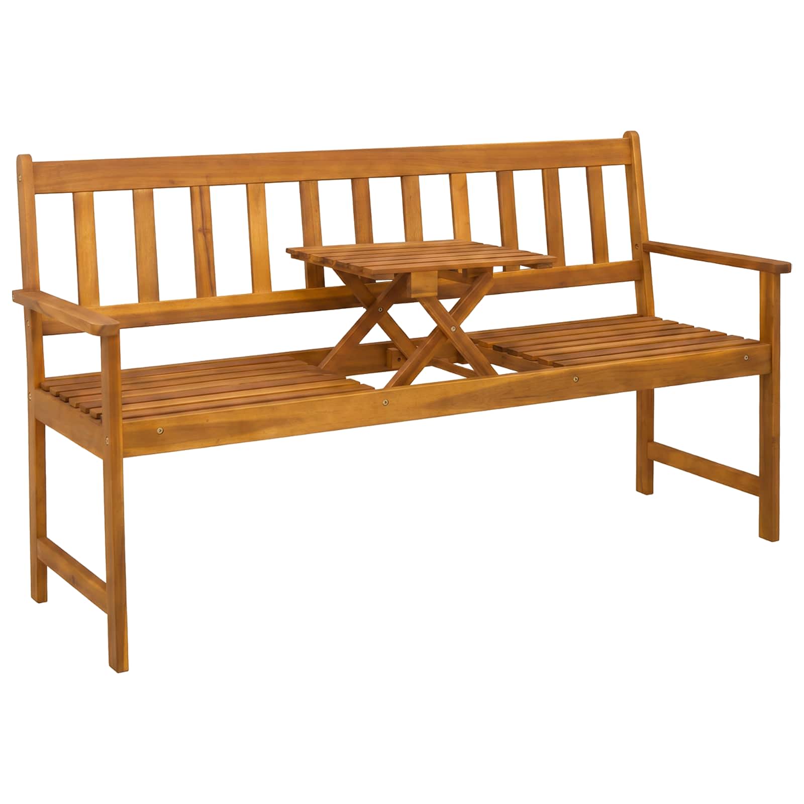 Trädgårdsbänk 158 x 55 x 89 cm Massivt Akaciaträ Naturlig
