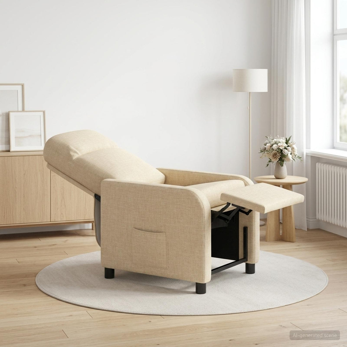 Recliner Gräddvit Tyg