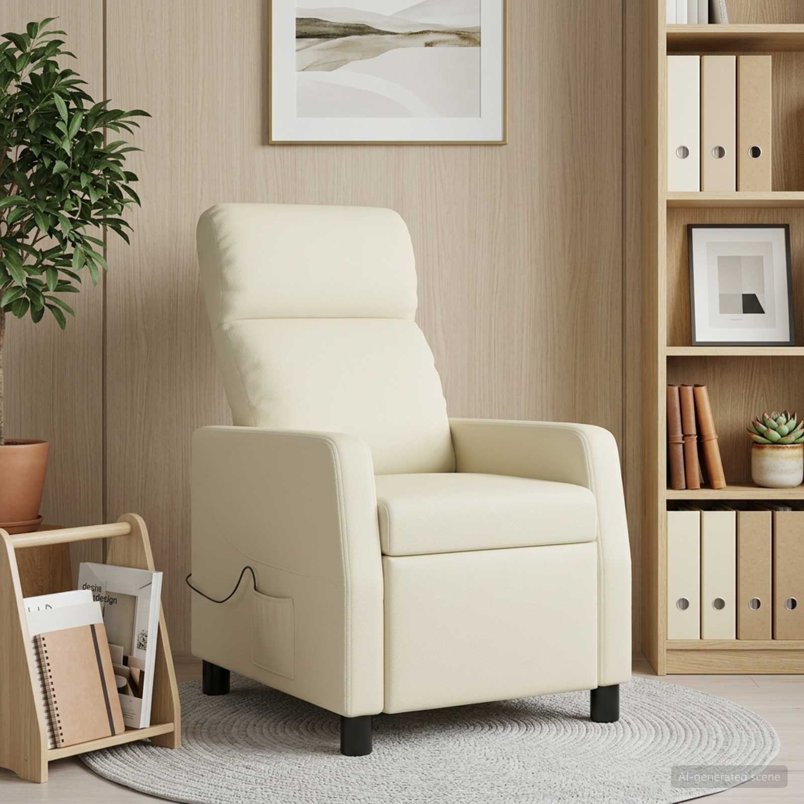 Massagefåtölj Gräddvit Konstläder