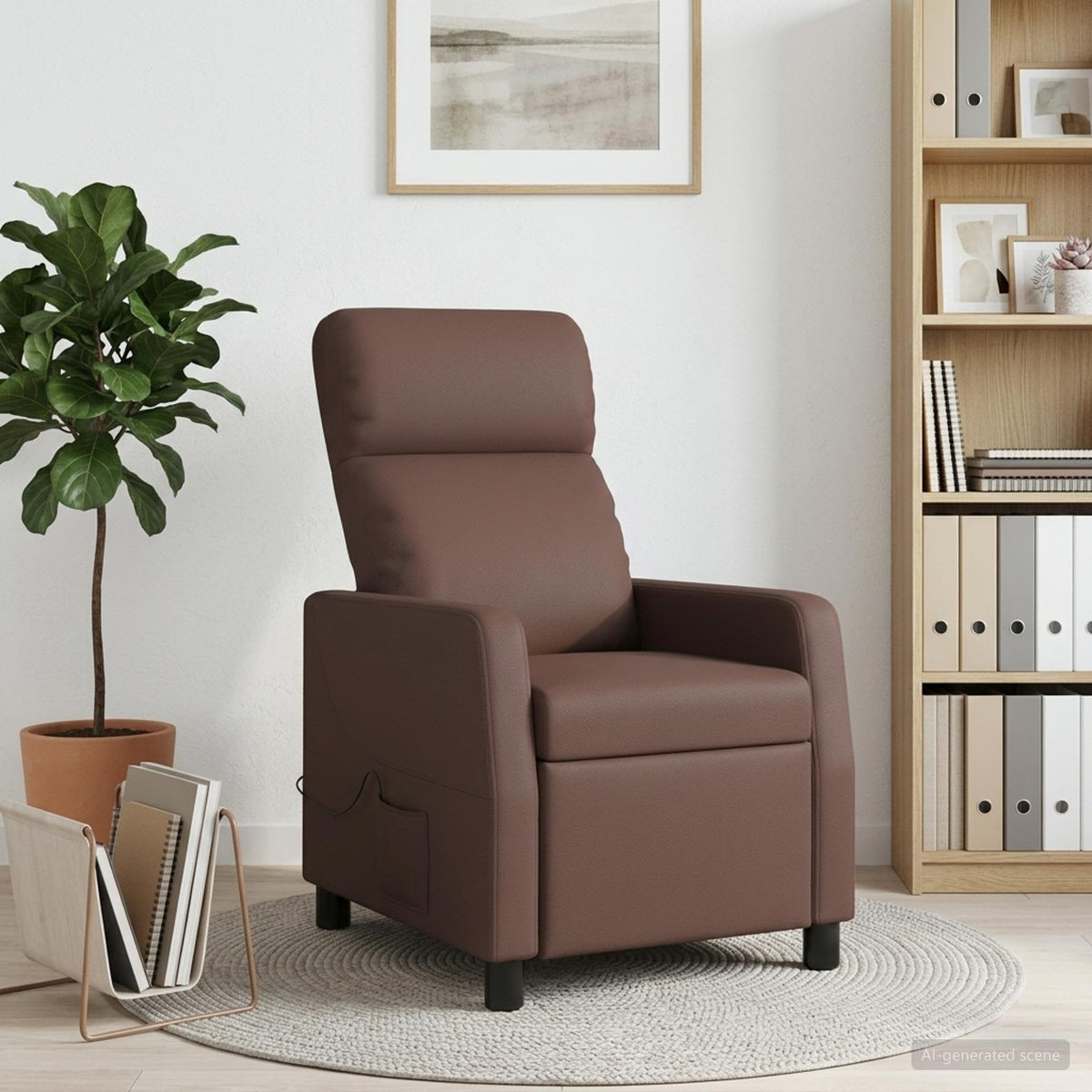 Massagefåtölj Brun Konstläder