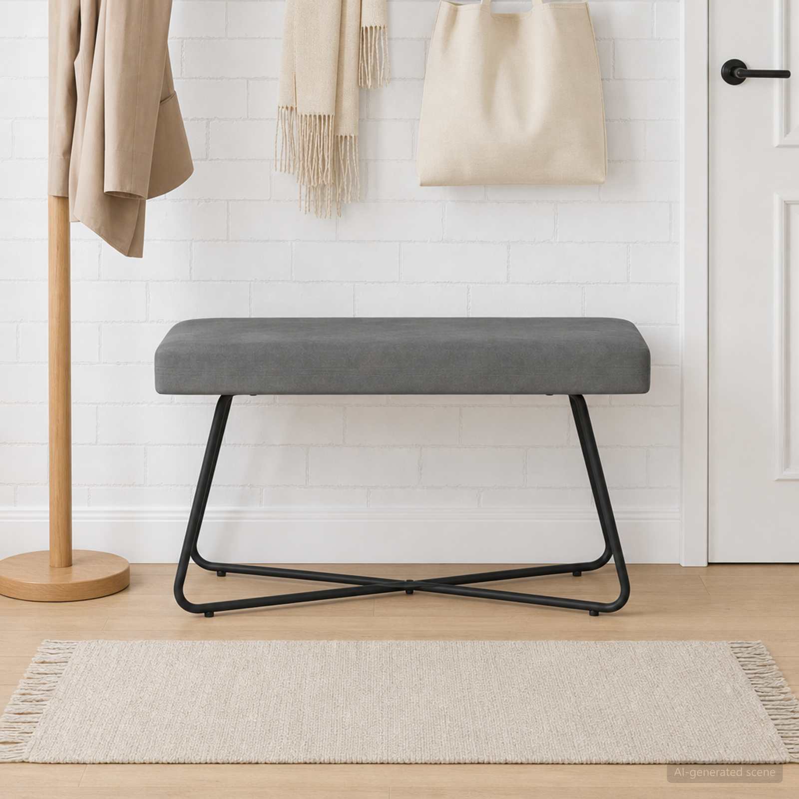 bänk Mörkgrå 80 x 40 x 45 cm Sammet