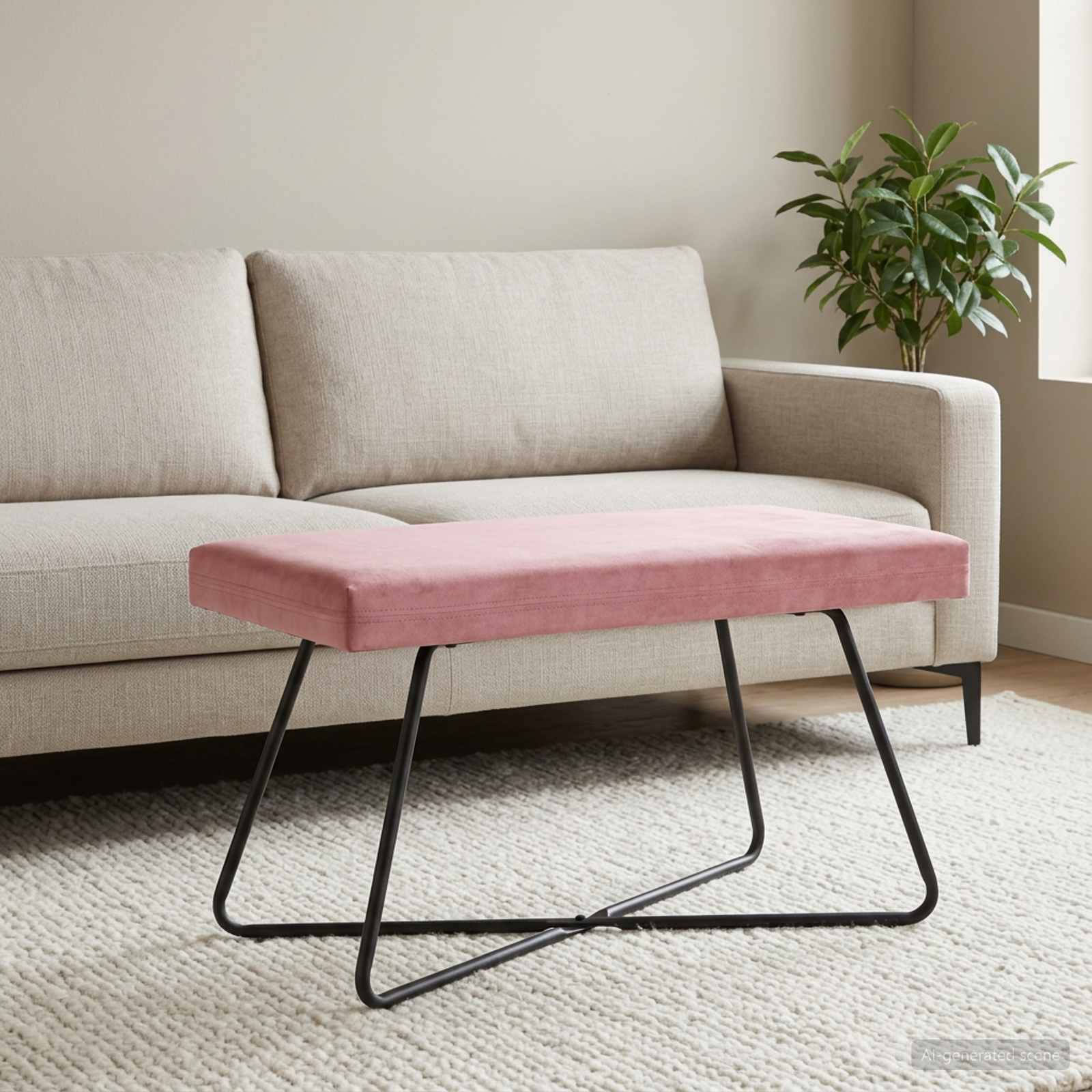 bänk Rosa 80 x 40 x 45 cm Sammet