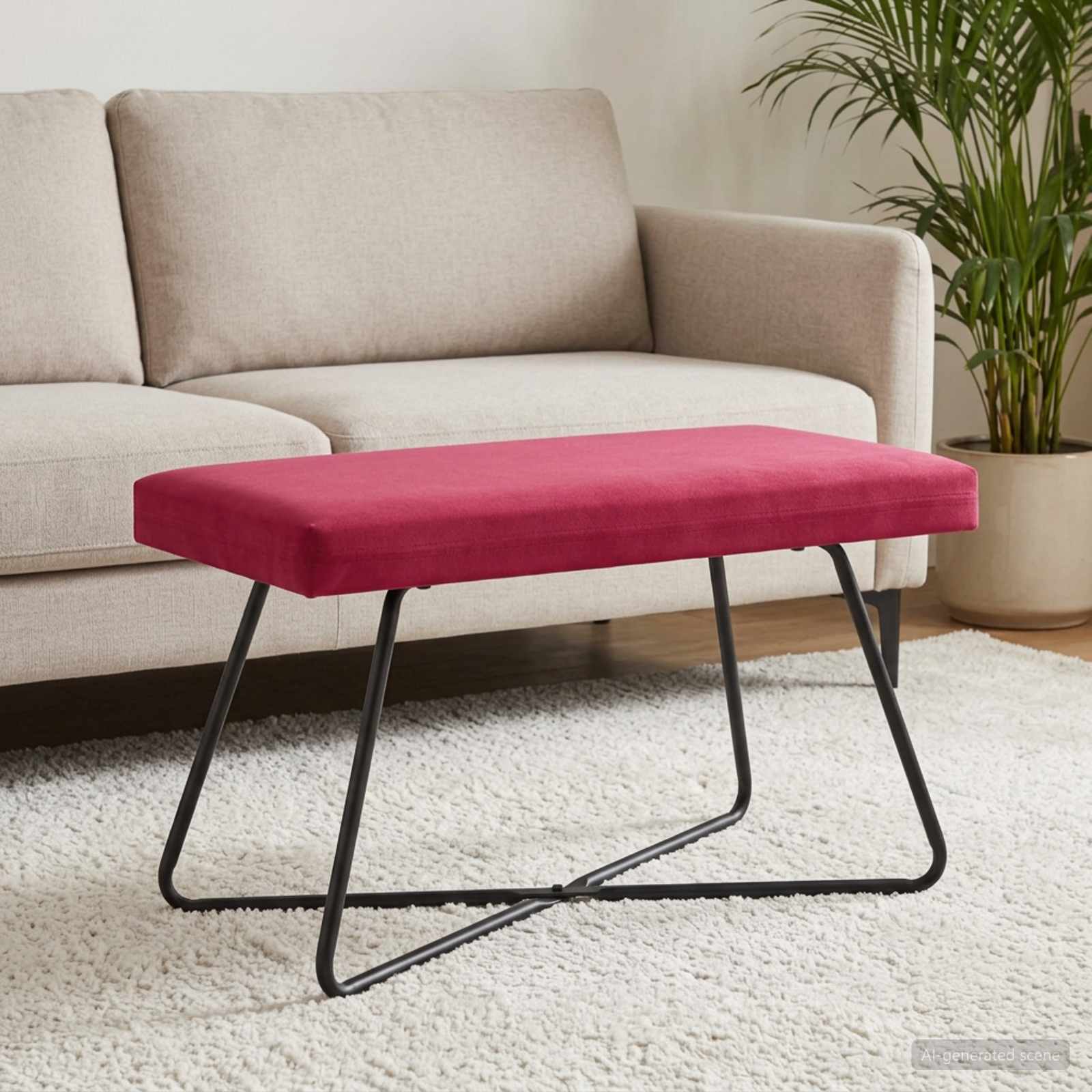 bänk Vinröd 80 x 40 x 45 cm Sammet