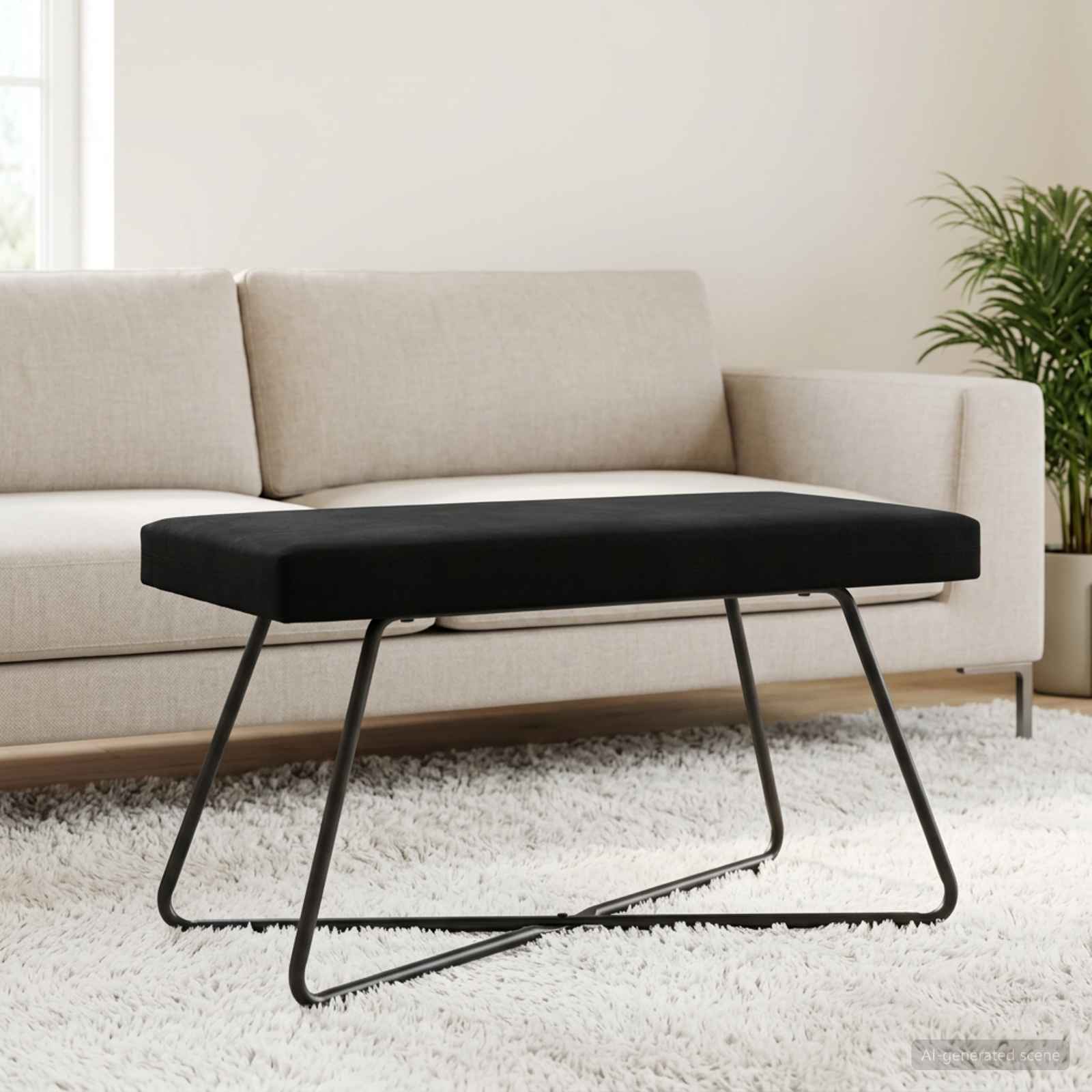 bänk Svart 80 x 40 x 45 cm Sammet