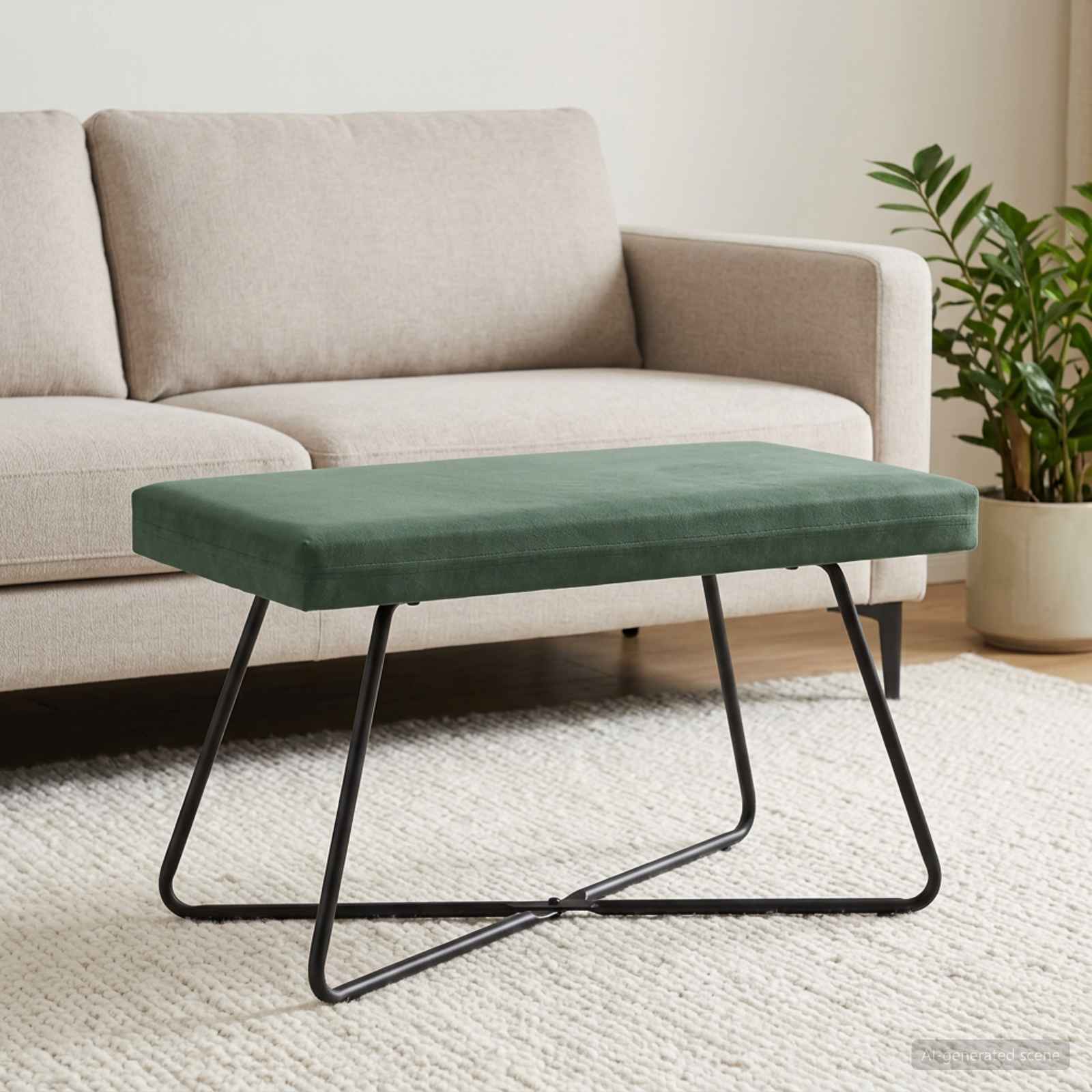 bänk Havgrön 80 x 40 x 45 cm Sammet