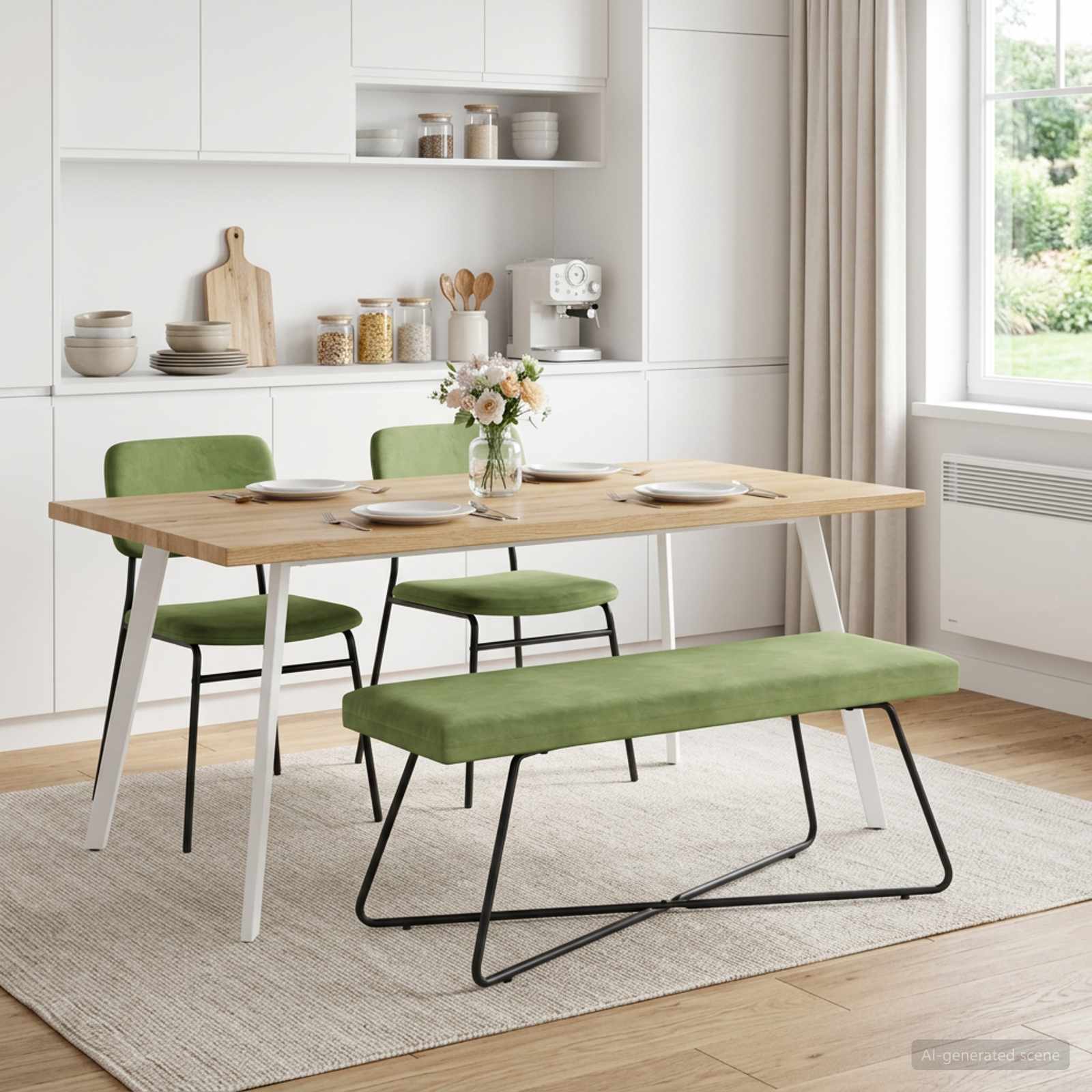 bänk Ljusgrön 110 x 40 x 45 cm Sammet