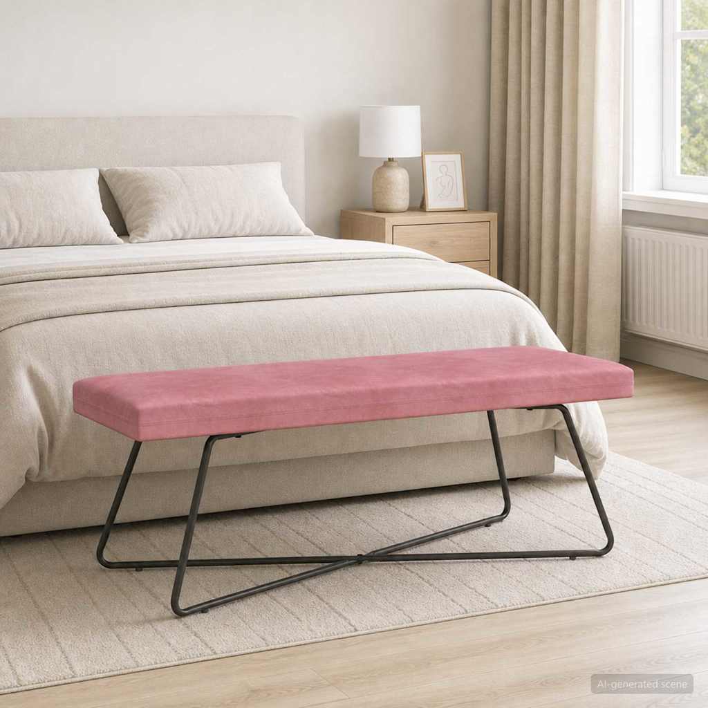 bänk Rosa 110 x 40 x 45 cm Sammet