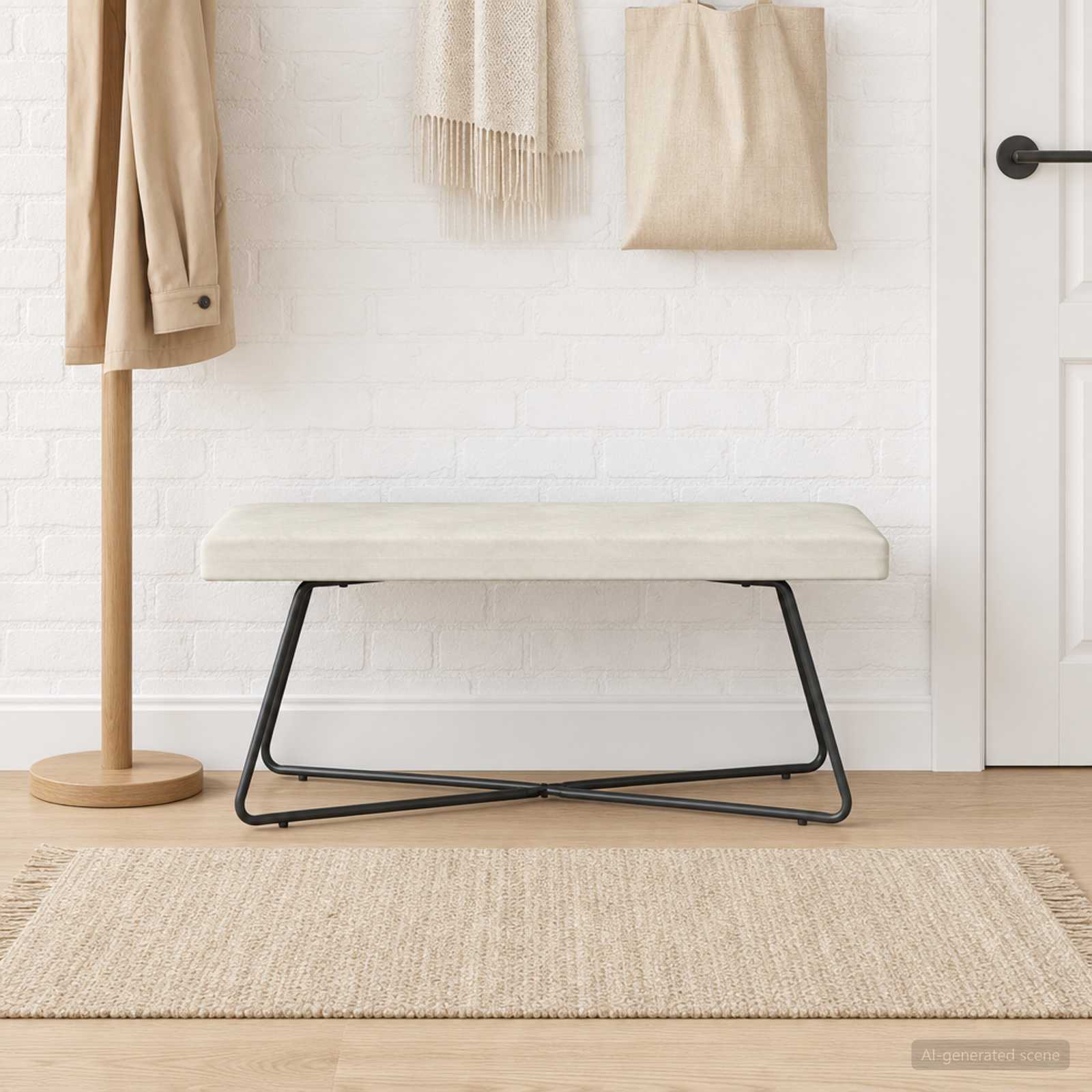 bänk Gräddvit 110 x 40 x 45 cm Sammet