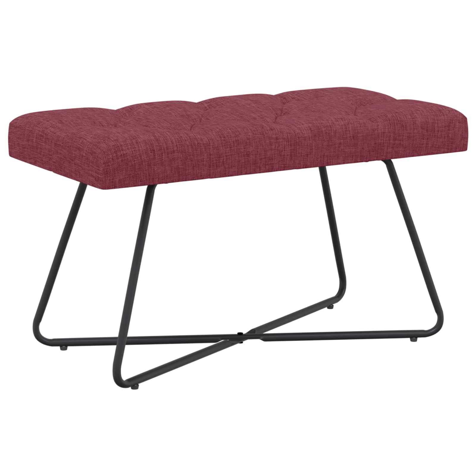 Bänk med knappar Vinröd 80 x 40 x 46 cm Tyg