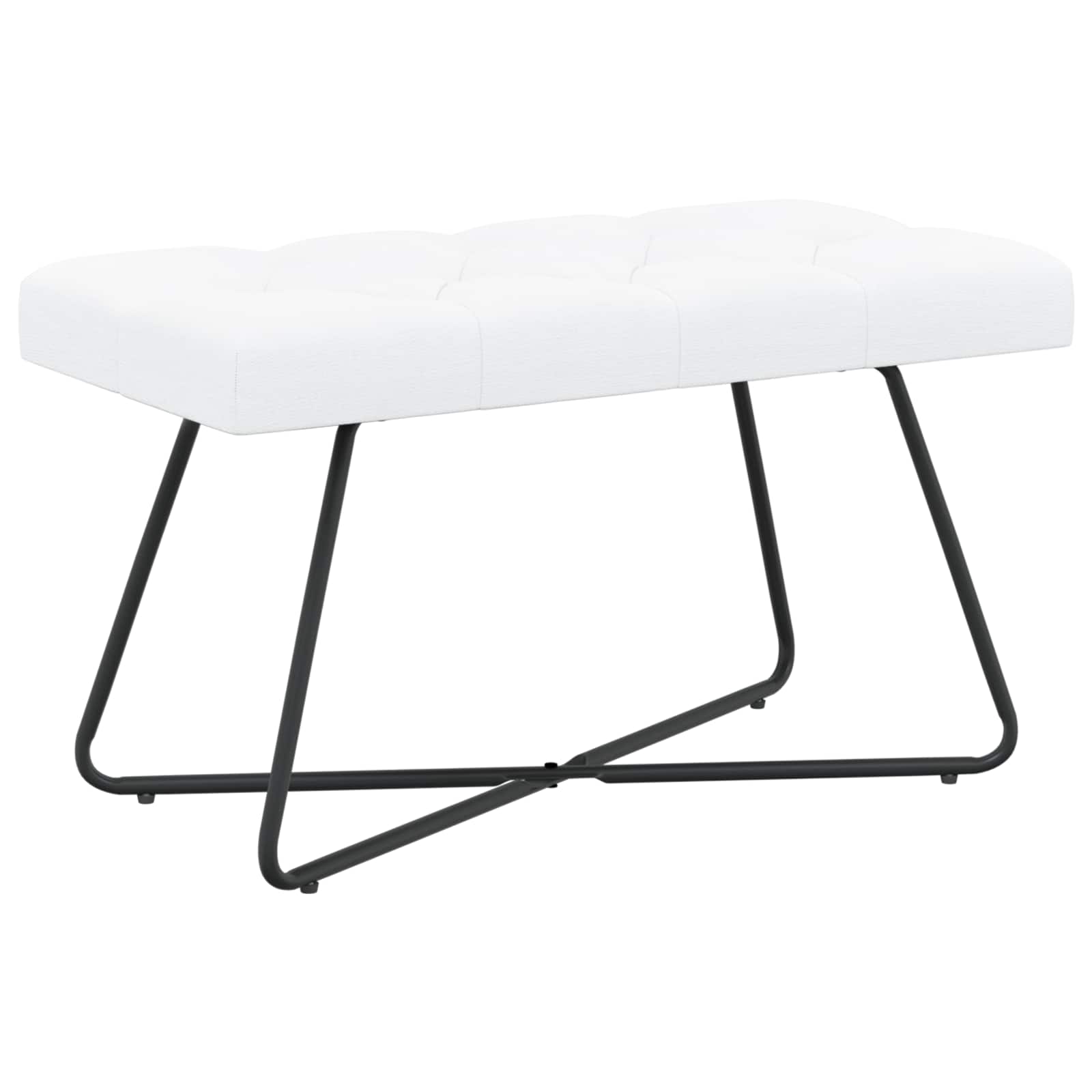 Bänk med knappar Vit 80 x 40 x 46 cm Tyg