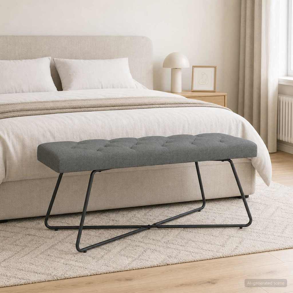 Bänk med knappar Mörkgrå 110 x 40 x 46 cm Tyg