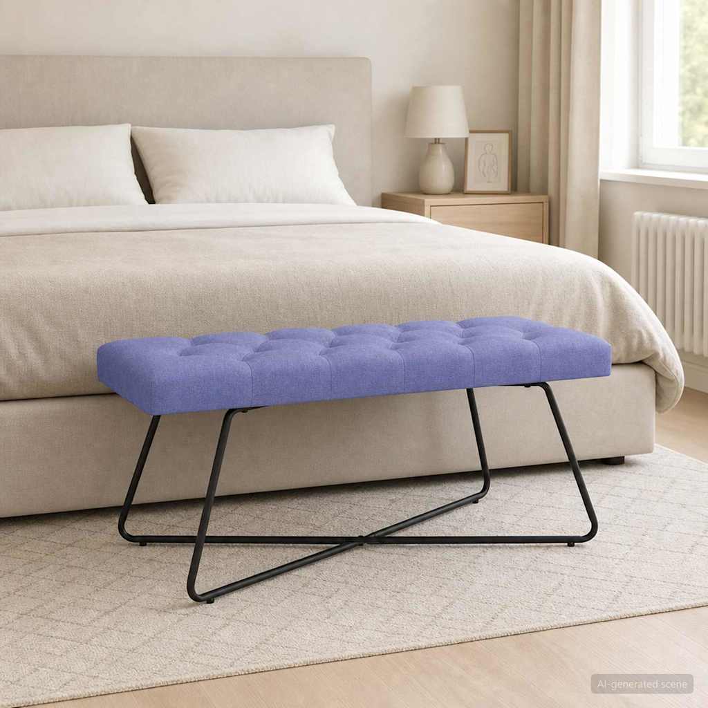 Bänk med knappar Jeansblå 110 x 40 x 46 cm Tyg