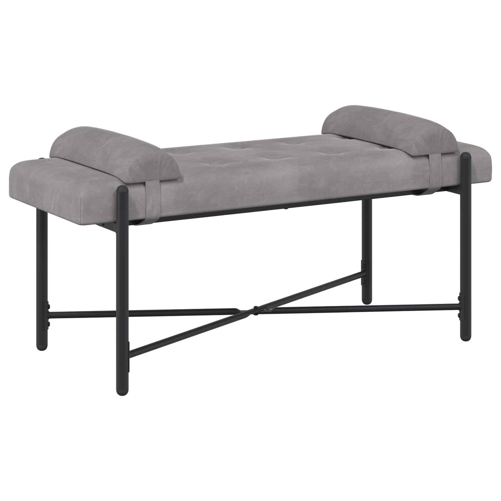 Knappstoppad bänk med kuddar Ljusgrå 110 x 40 x 46 cm Sammet