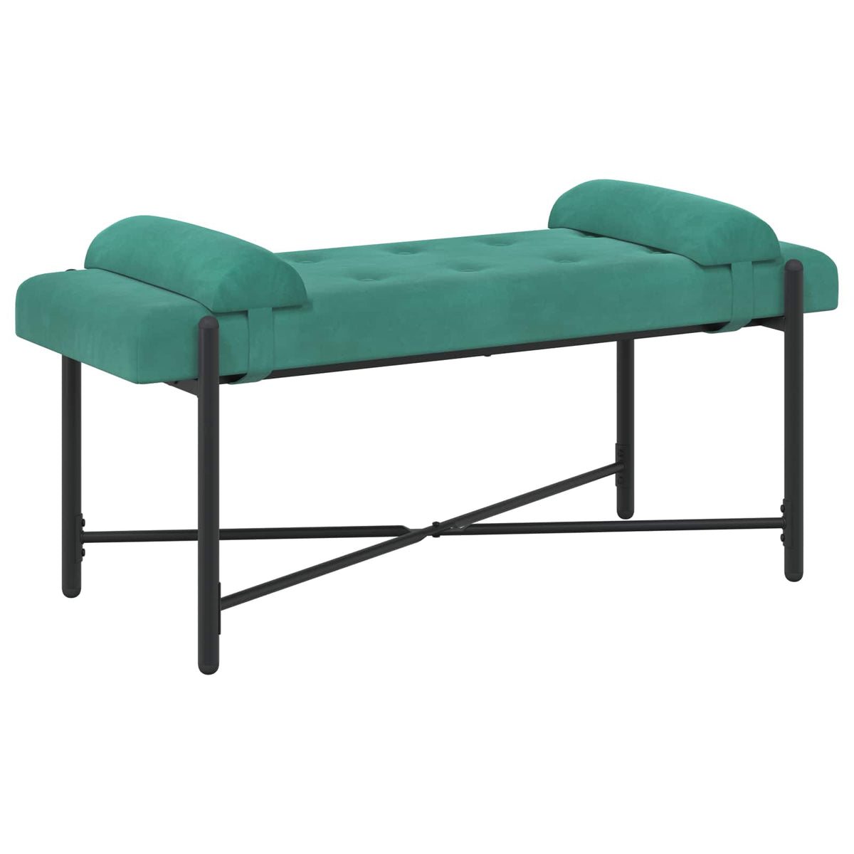 Knappstoppad bänk med kuddar Turkos 110 x 40 x 46 cm Sammet