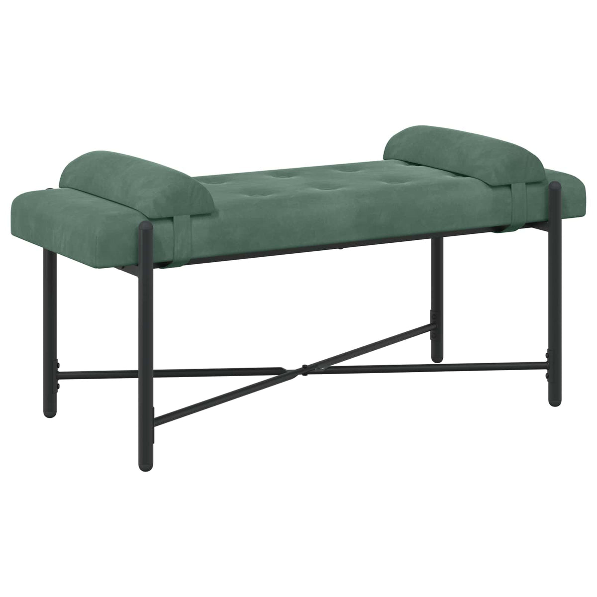 Knappstoppad bänk med kuddar Havgrön 110 x 40 x 46 cm Sammet
