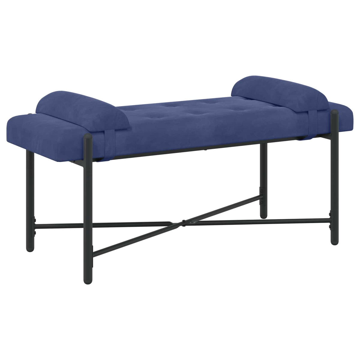 Knappstoppad bänk med kuddar Polisblå 110 x 40 x 46 cm Sammet