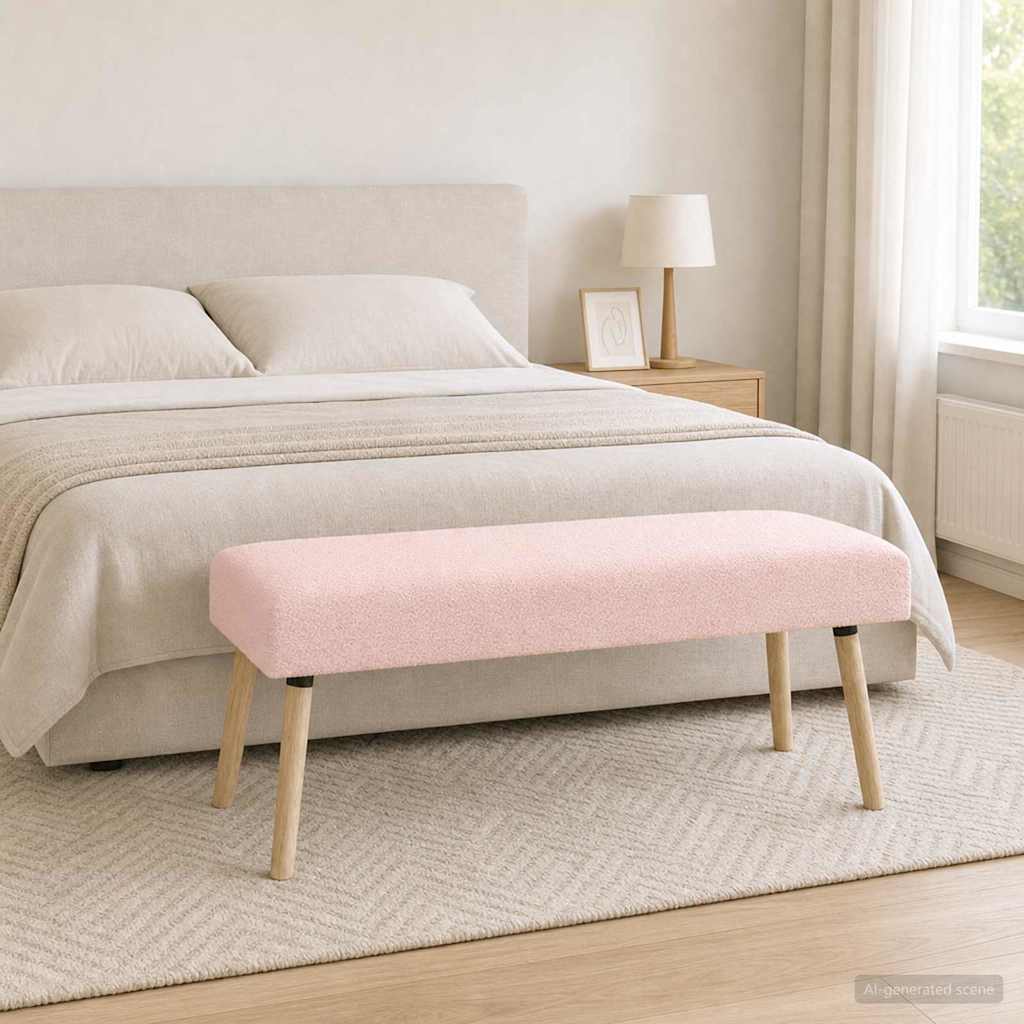 bänk Enfärgad Rosa 110 x 40 x 46 cm Bouclé