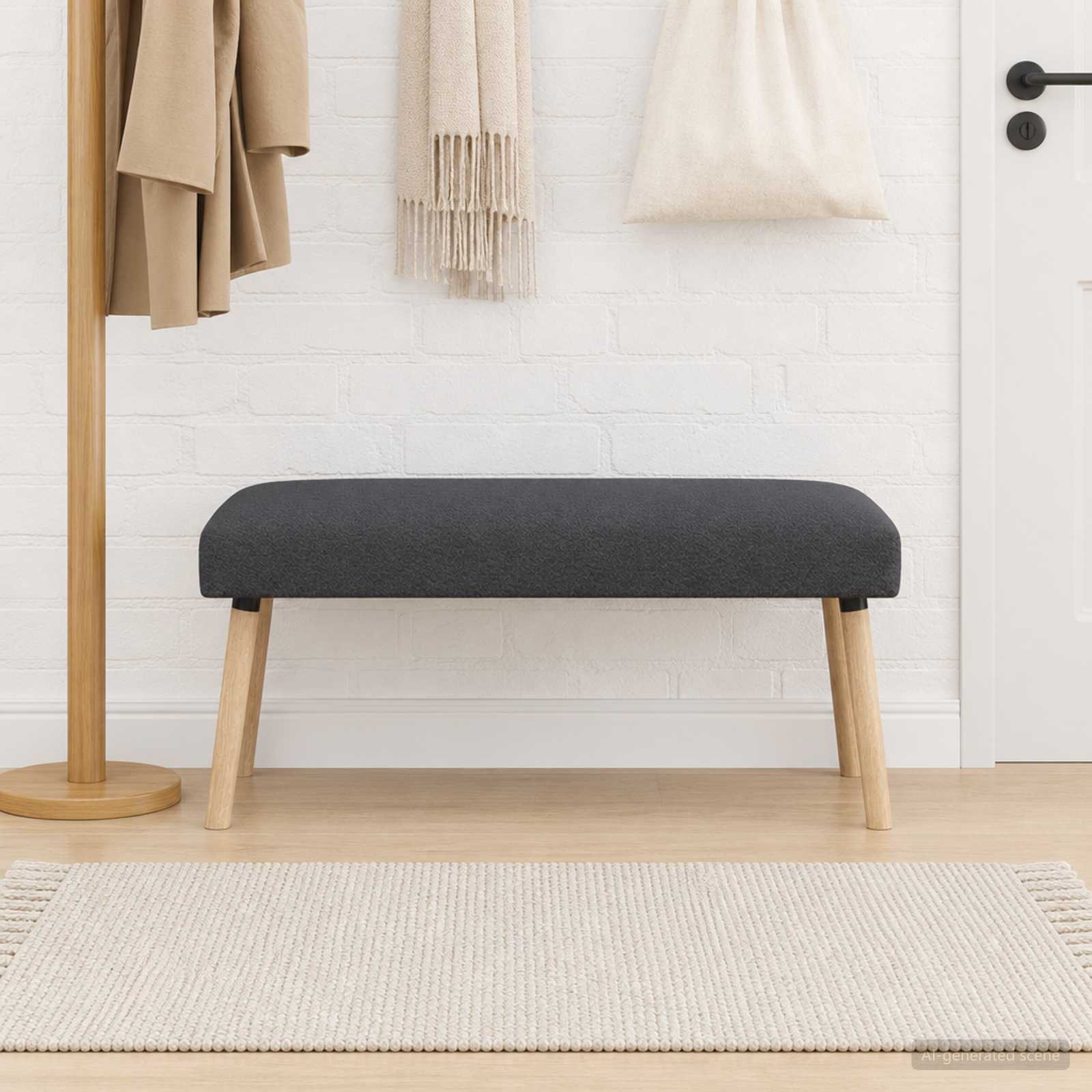 bänk Enfärgad Mörkgrå 110 x 40 x 46 cm Bouclé