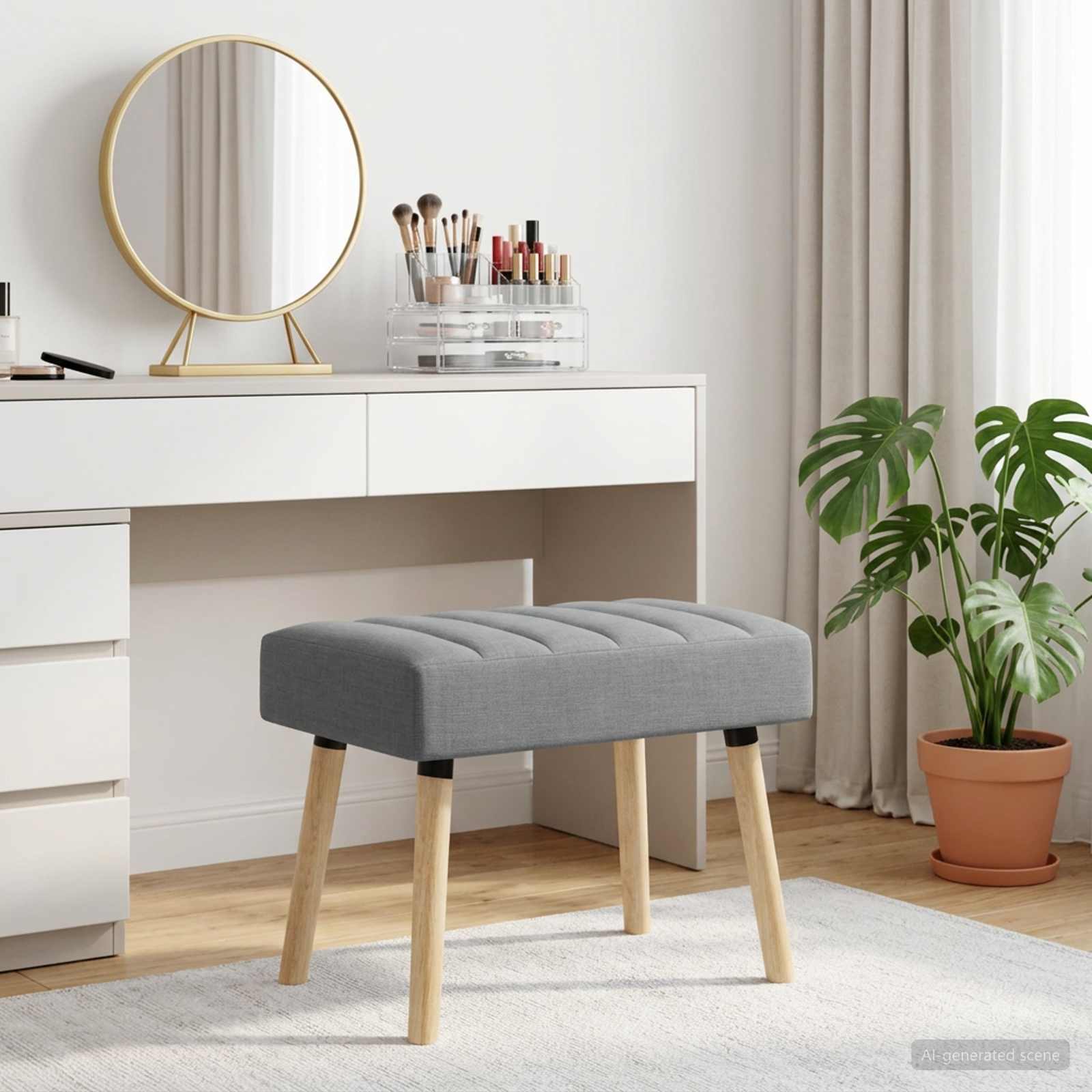 Kanalstoppad Bänk Ljusgrå 60 x 40 x 45 cm Tyg
