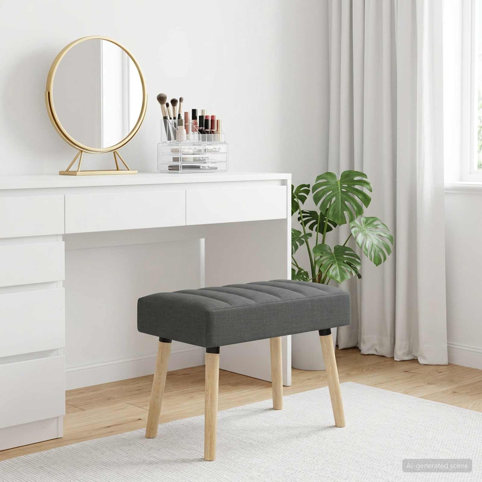 Kanalstoppad Bänk Mörkgrå 60 x 40 x 45 cm Tyg