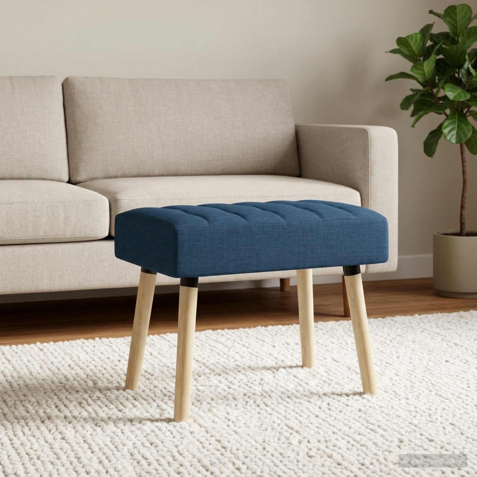 Kanalstoppad Bänk Blå 60 x 40 x 45 cm Tyg