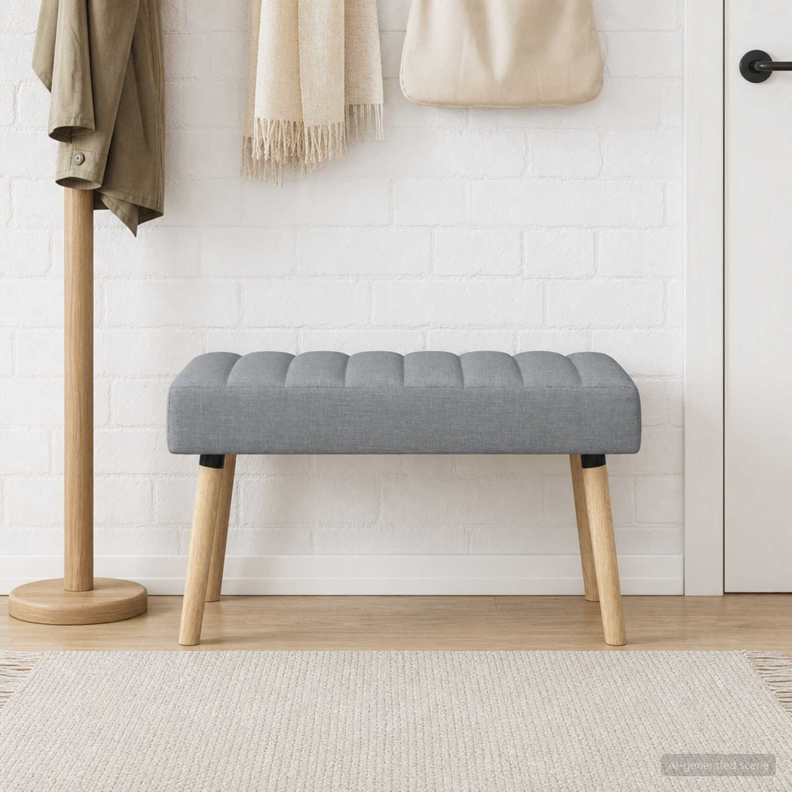 Kanalstoppad Bänk Ljusgrå 80 x 40 x 46 cm Tyg