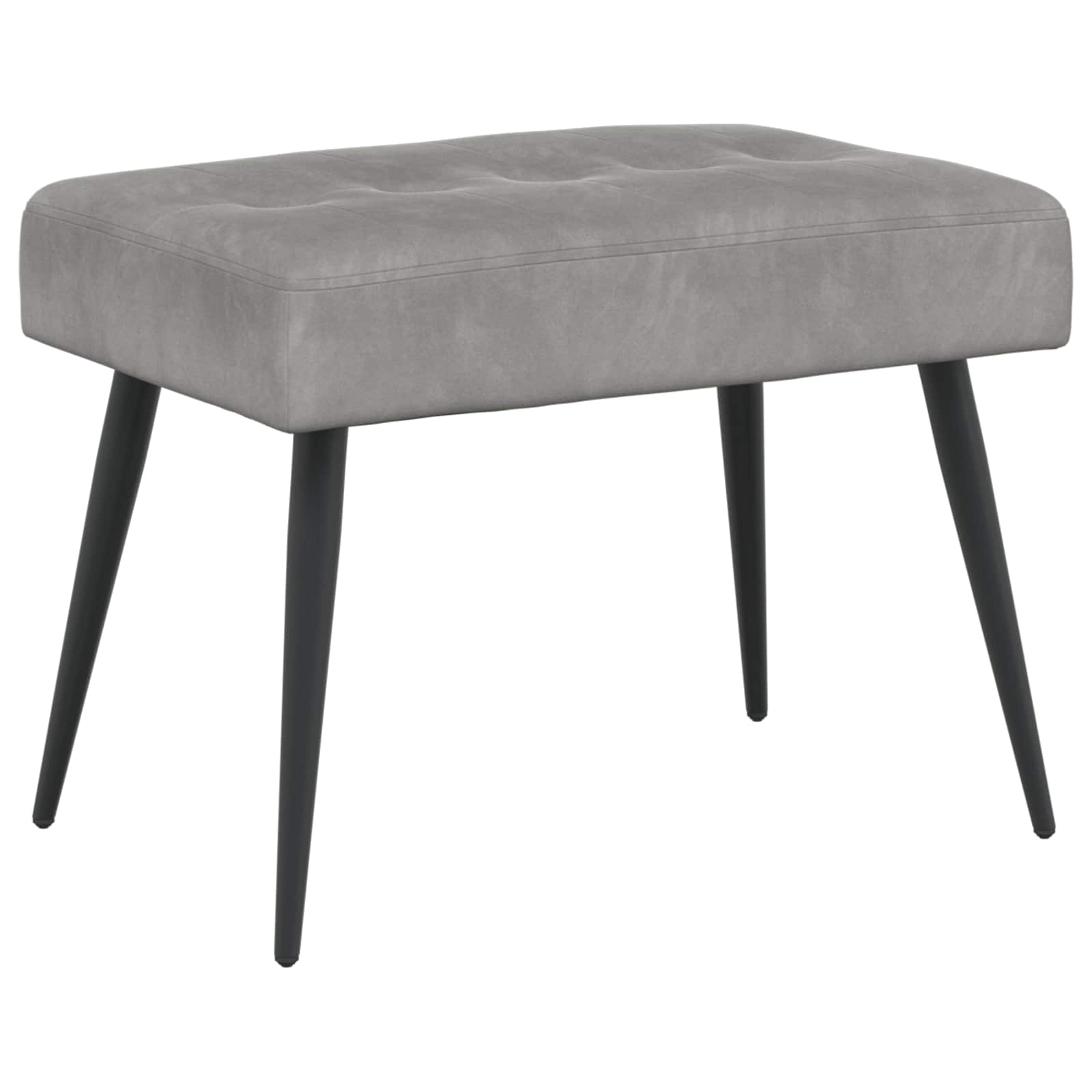Bänk med knappar Ljusgrå 60 x 40 x 45 cm Sammet
