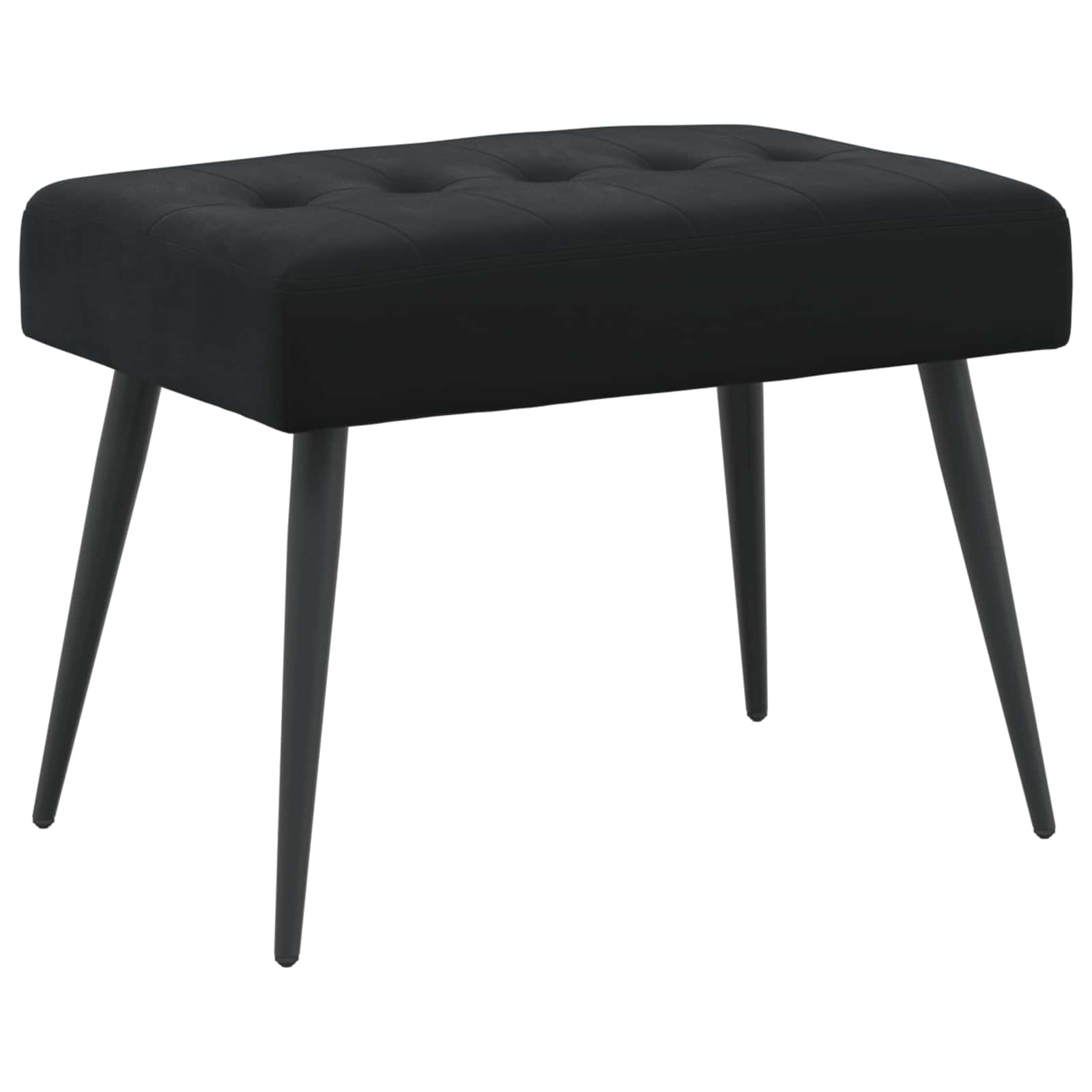 Bänk med knappar Svart 60 x 40 x 45 cm Sammet