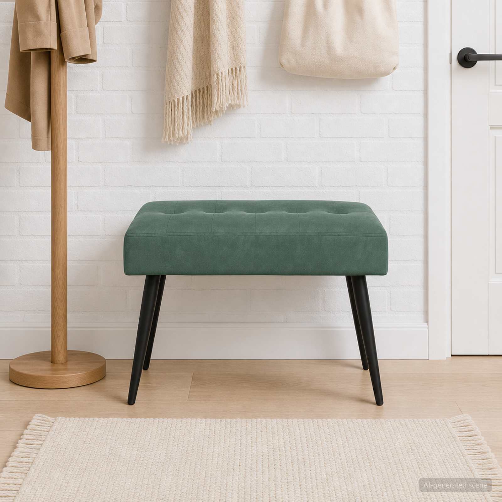 Bänk med knappar Havgrön 60 x 40 x 45 cm Sammet