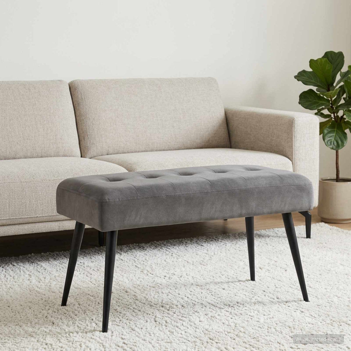 Bänk med knappar Mörkgrå 80 x 40 x 46 cm Sammet