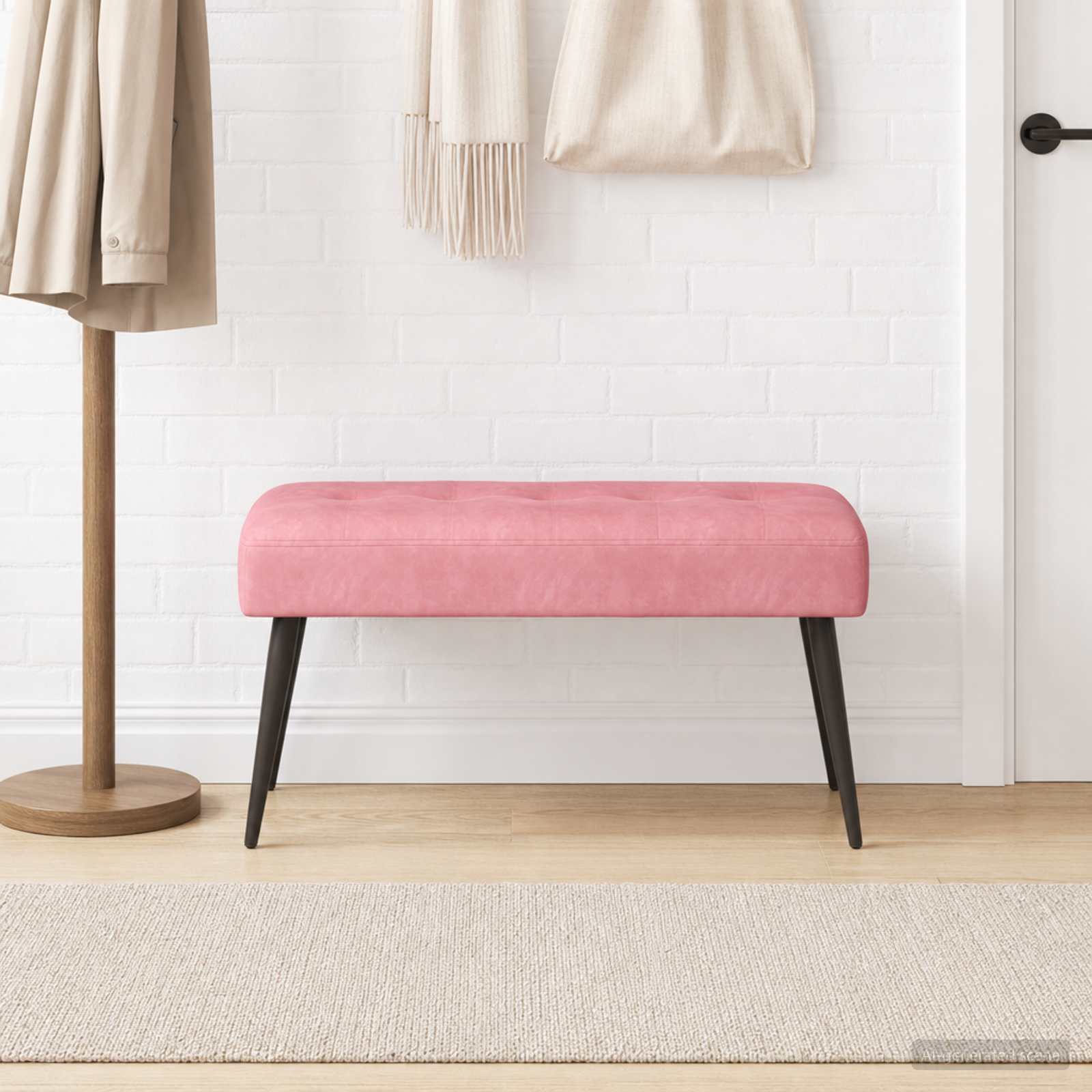 Bänk med knappar Rosa 80 x 40 x 46 cm Sammet
