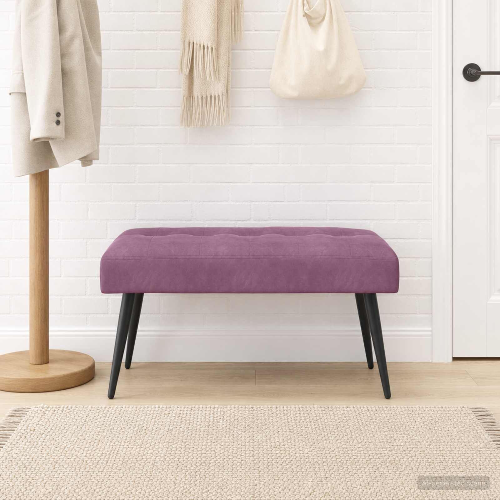 Bänk med knappar Lila 80 x 40 x 46 cm Sammet