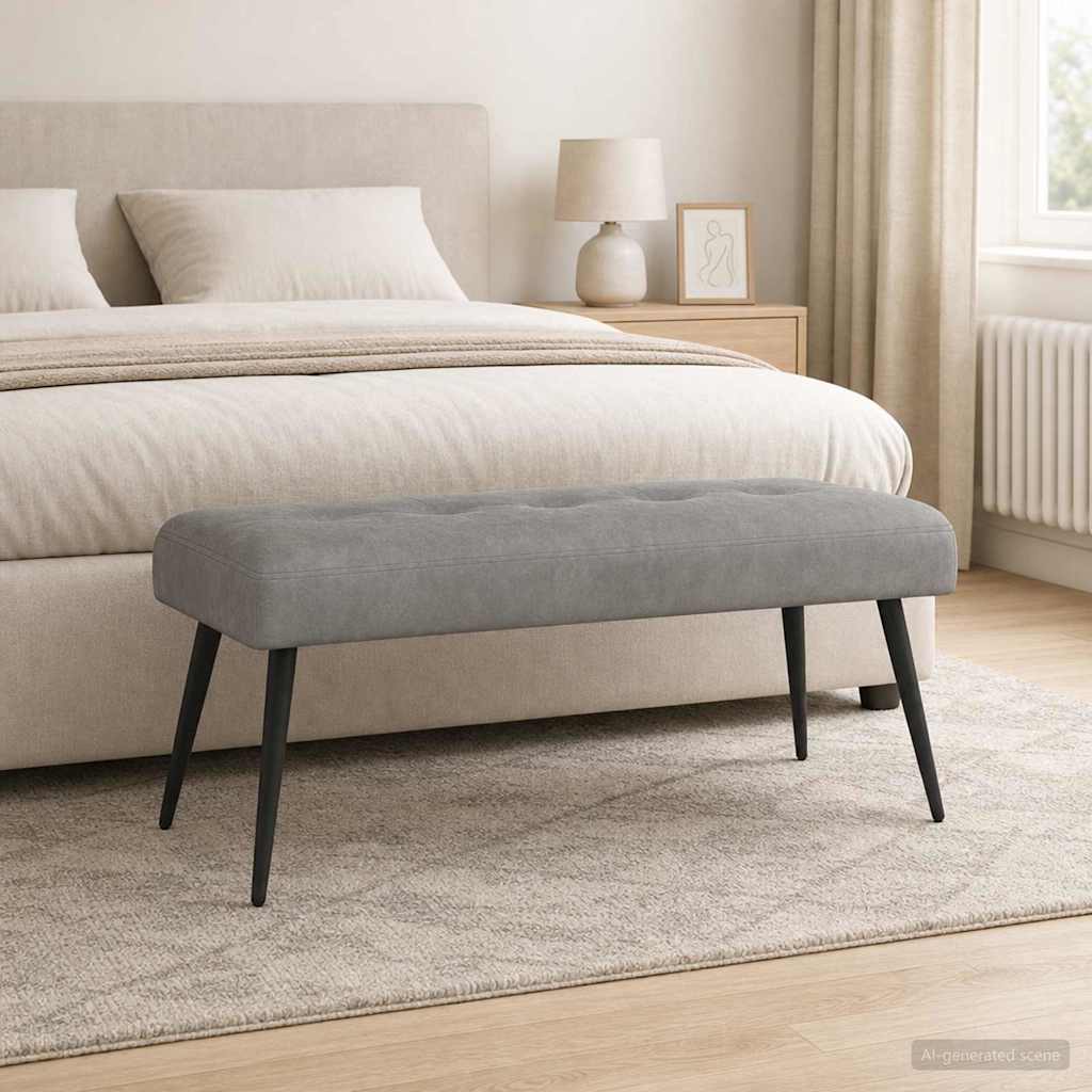 Bänk med knappar Ljusgrå 110 x 40 x 46 cm Sammet