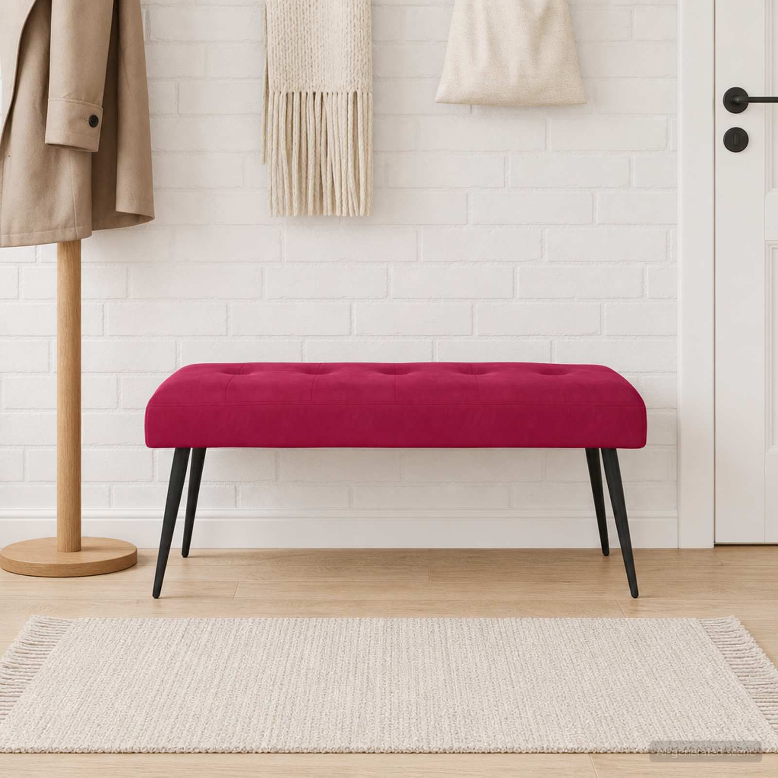 Bänk med knappar Vinröd 110 x 40 x 46 cm Sammet