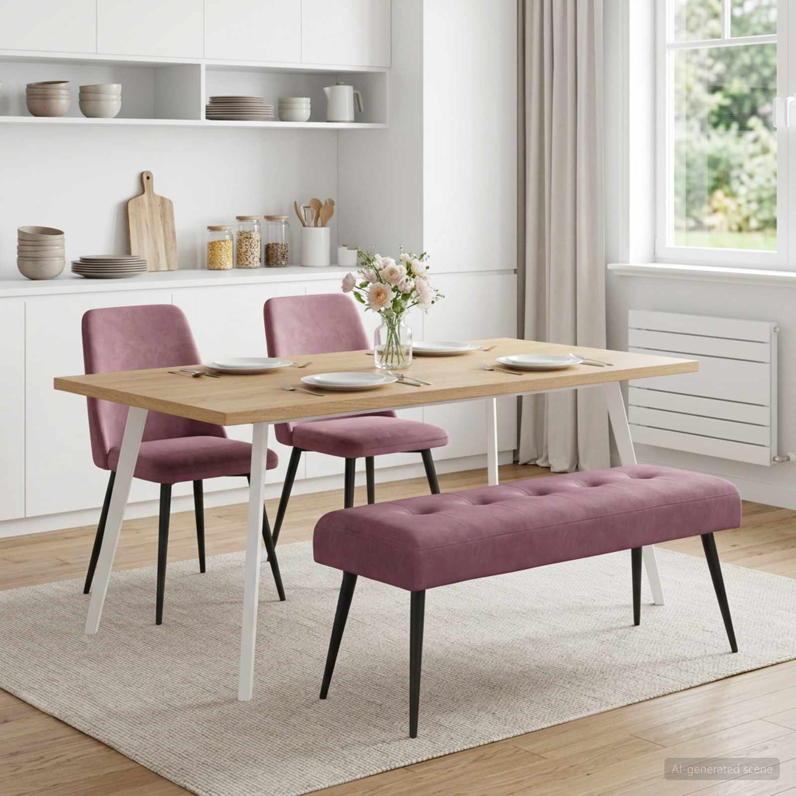 Bänk med knappar Lila 110 x 40 x 46 cm Sammet