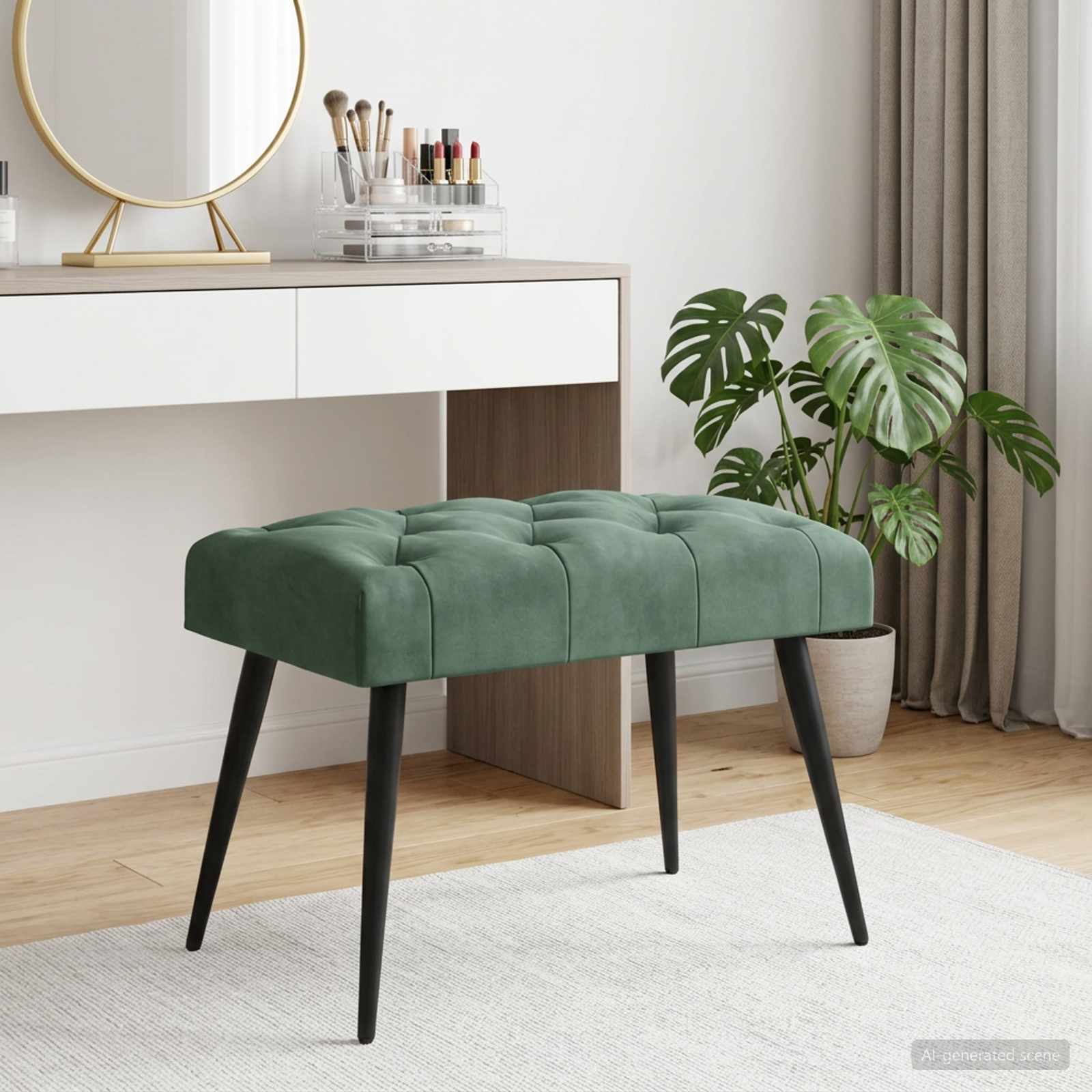 Bänk med knappar Havgrön 60 x 40 x 45 cm Sammet
