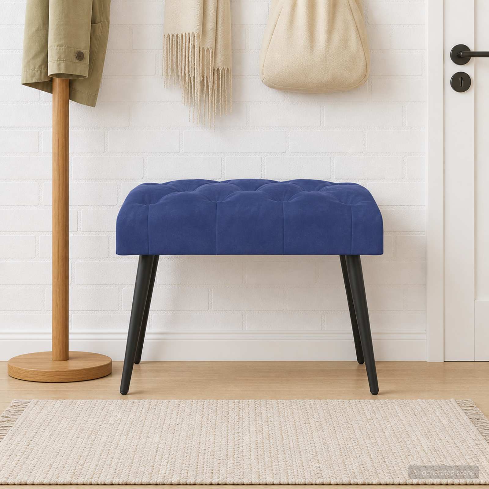 Bänk med knappar Polisblå 60 x 40 x 45 cm Sammet