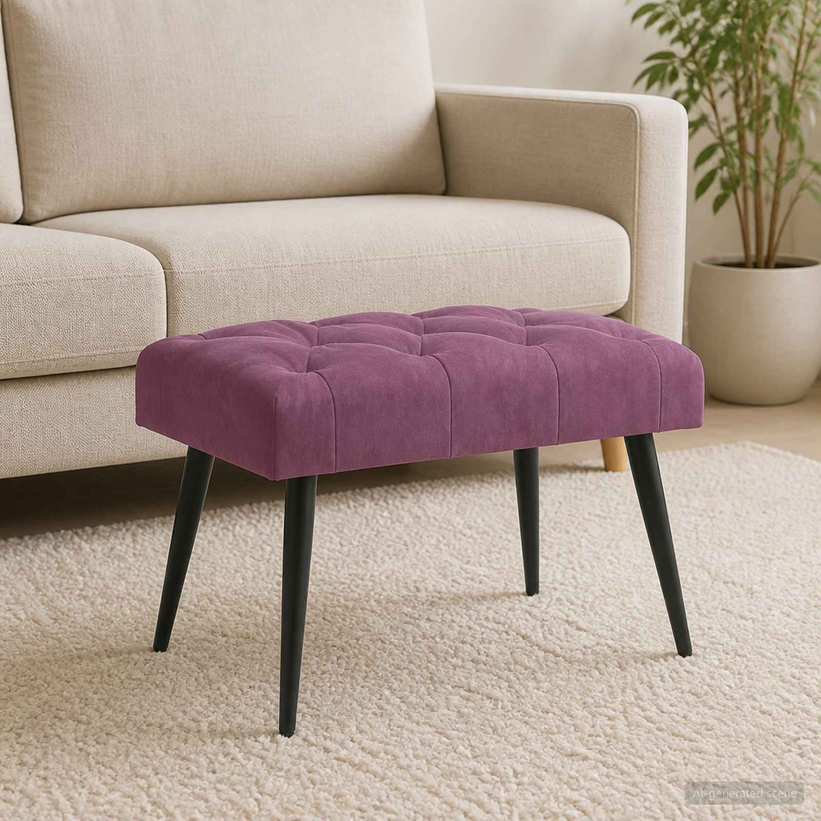 Bänk med knappar Lila 60 x 40 x 45 cm Sammet