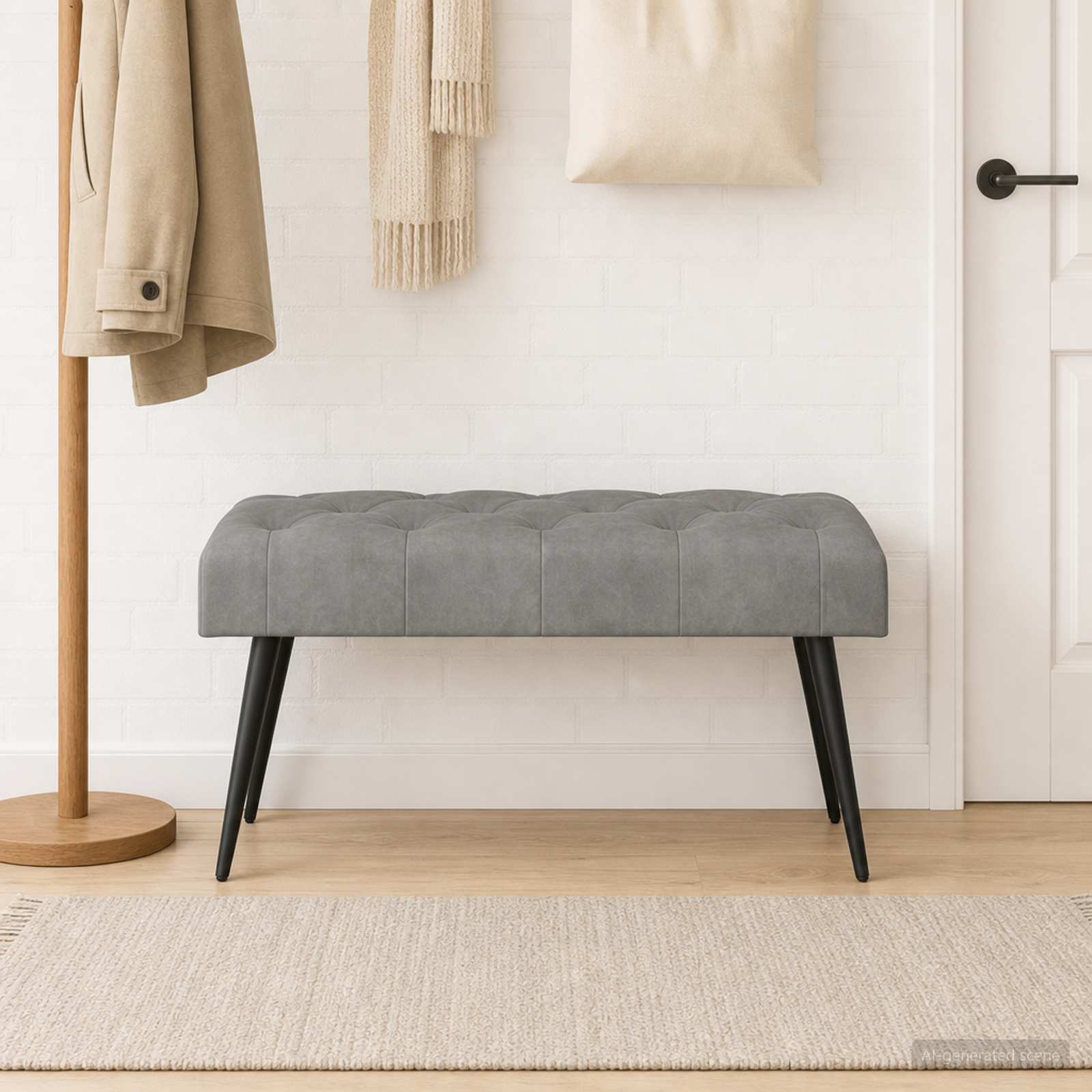 Bänk med knappar Ljusgrå 80 x 40 x 46 cm Sammet