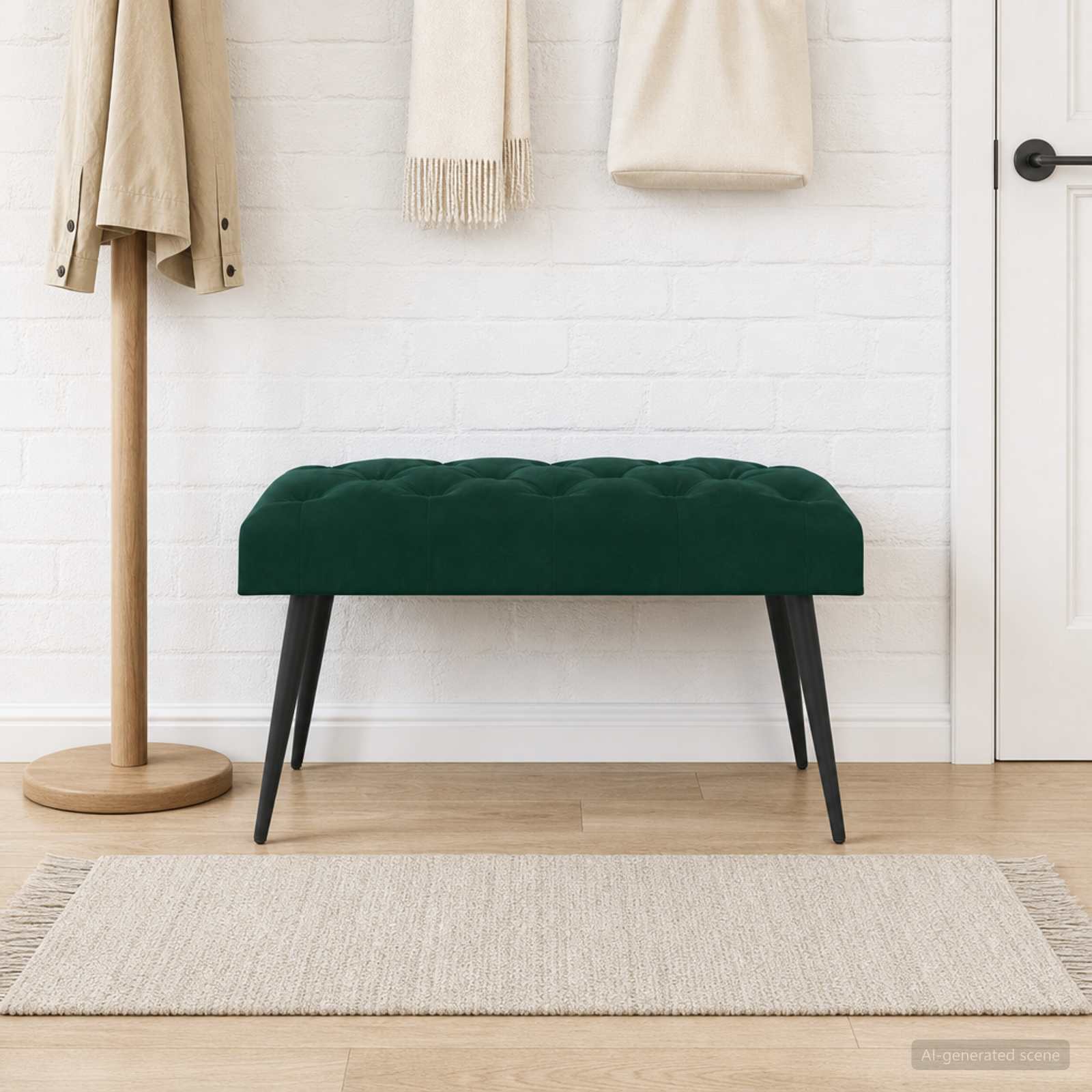 Bänk med knappar Mörkgrön 80 x 40 x 46 cm Sammet
