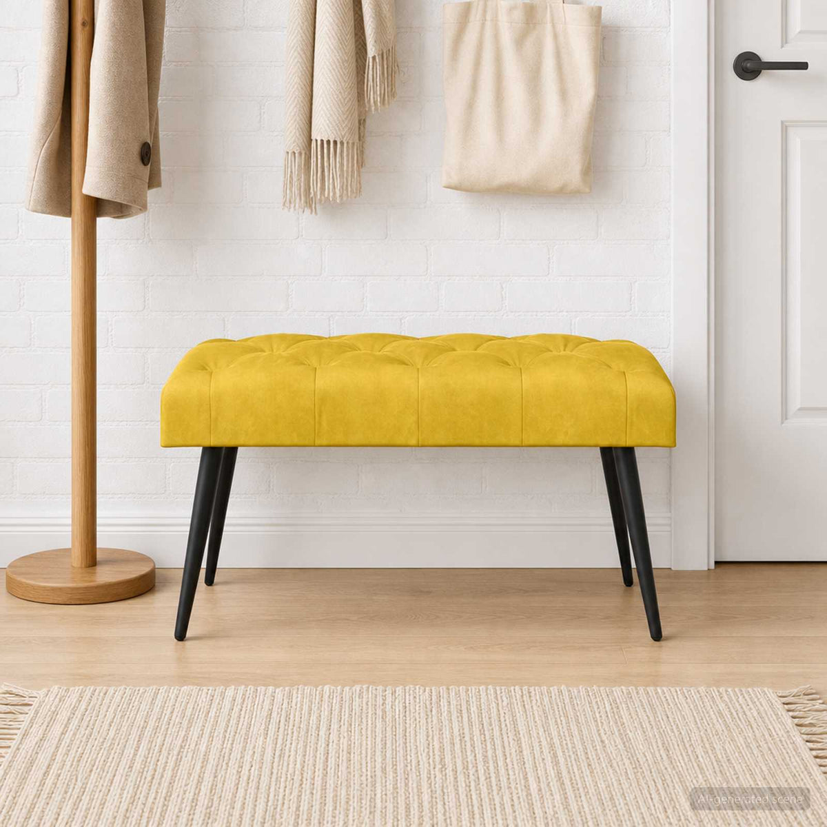 Bänk med knappar Gul 80 x 40 x 46 cm Sammet
