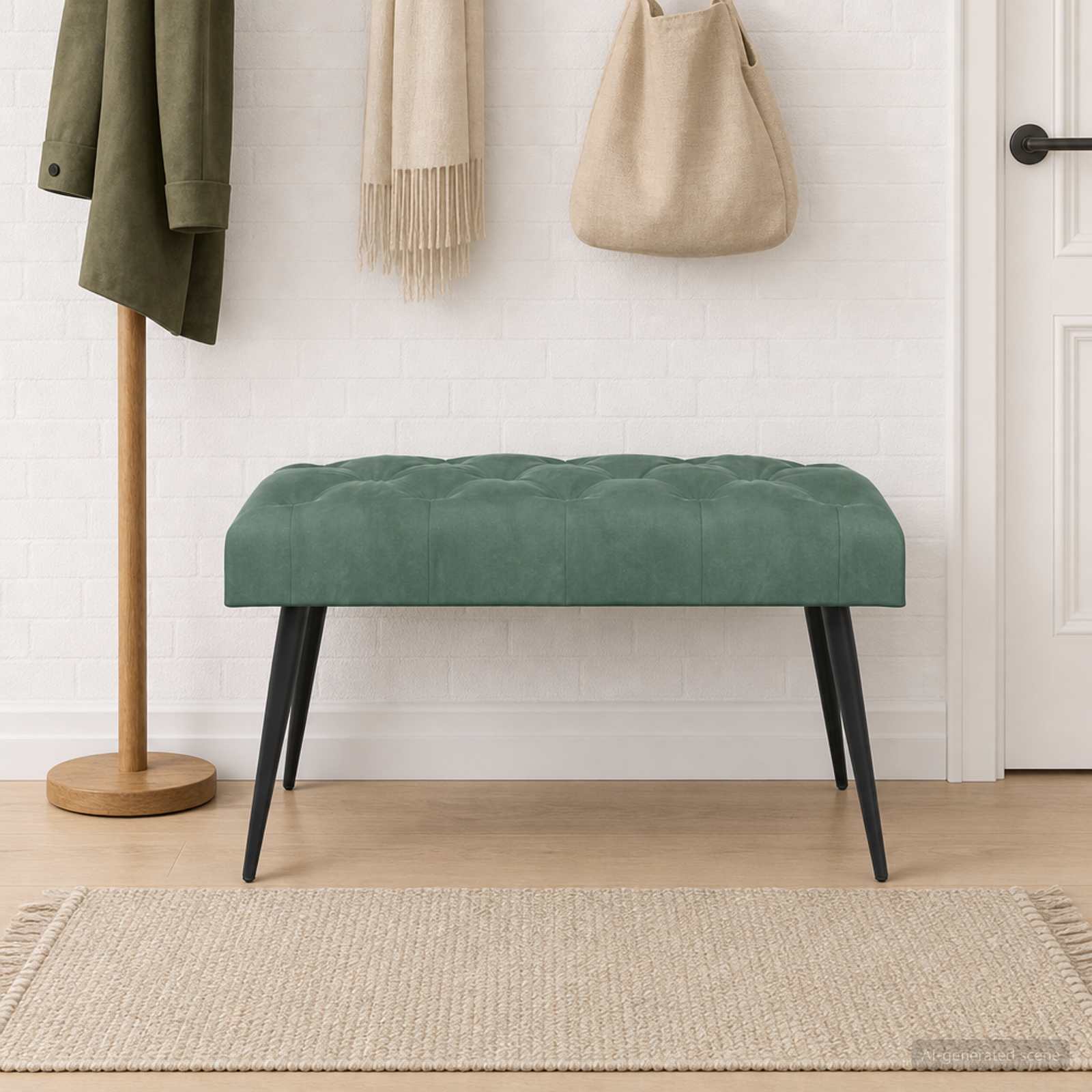 Bänk med knappar Havgrön 80 x 40 x 46 cm Sammet