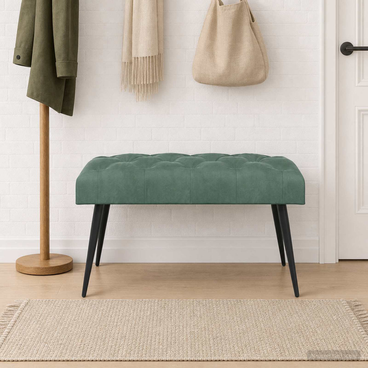 Bänk med knappar Havgrön 80 x 40 x 46 cm Sammet