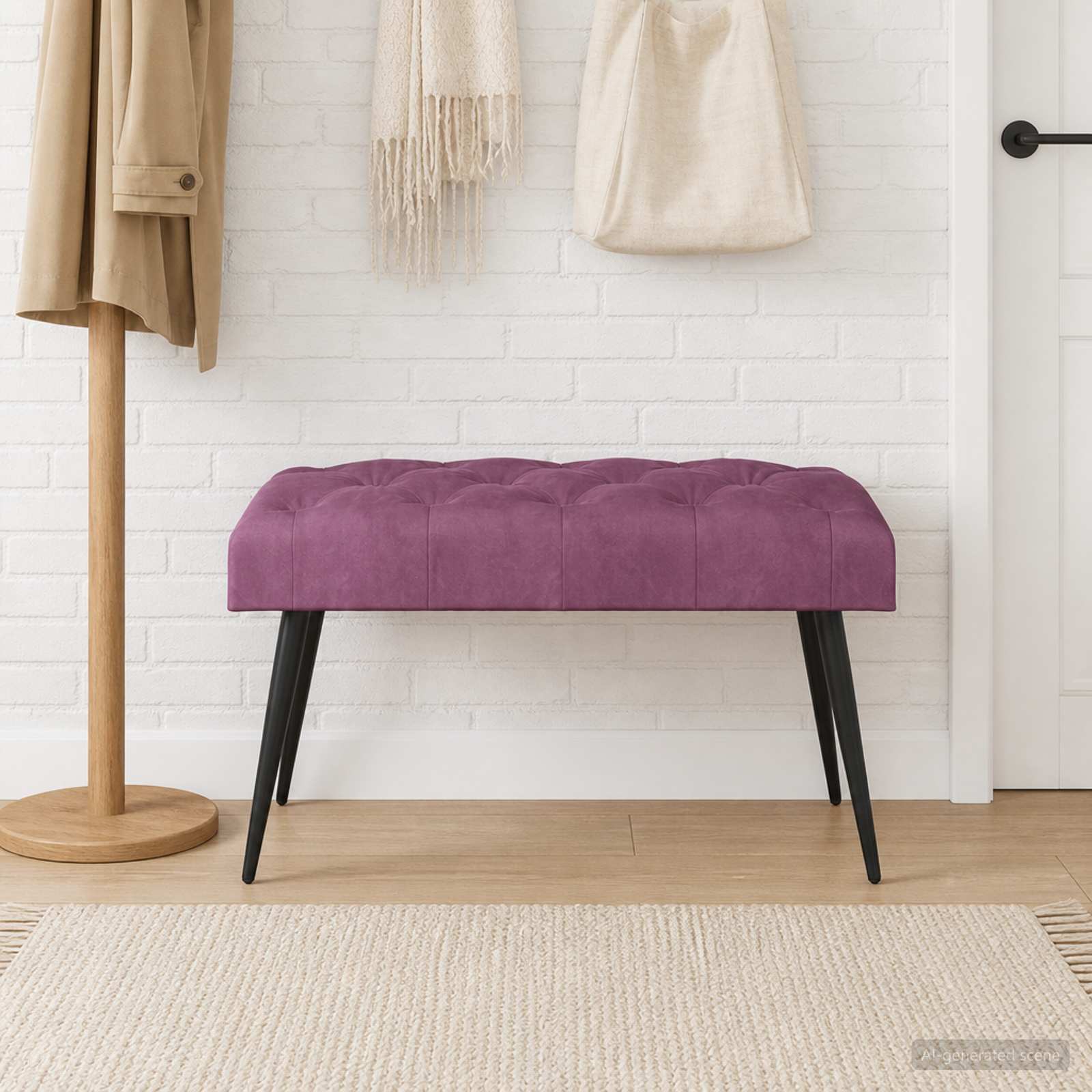 Bänk med knappar Lila 80 x 40 x 46 cm Sammet