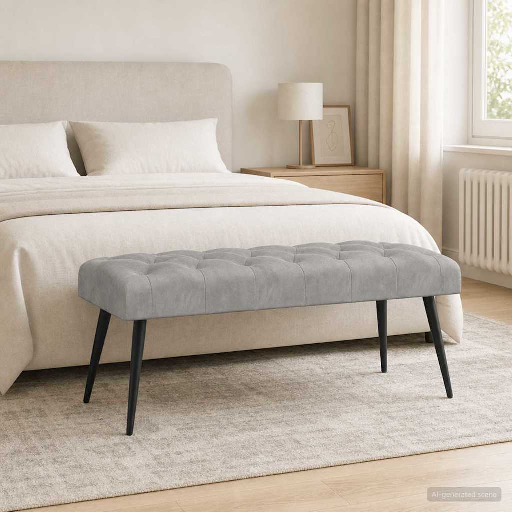 Bänk med knappar Ljusgrå 110 x 40 x 46 cm Sammet