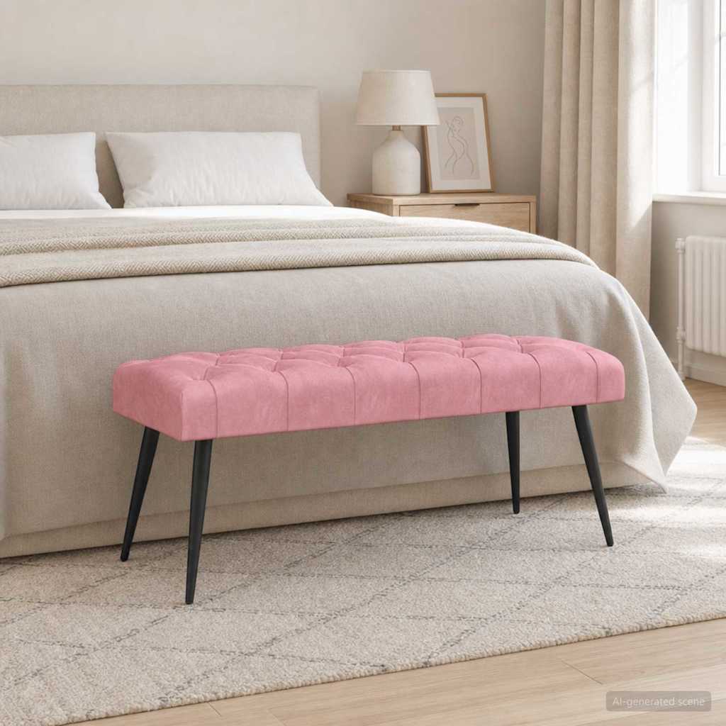 Bänk med knappar Rosa 110 x 40 x 46 cm Sammet