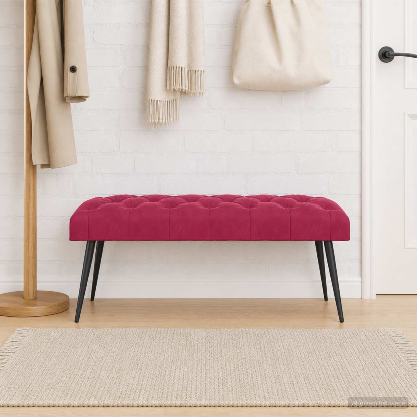 Bänk med knappar Vinröd 110 x 40 x 46 cm Sammet