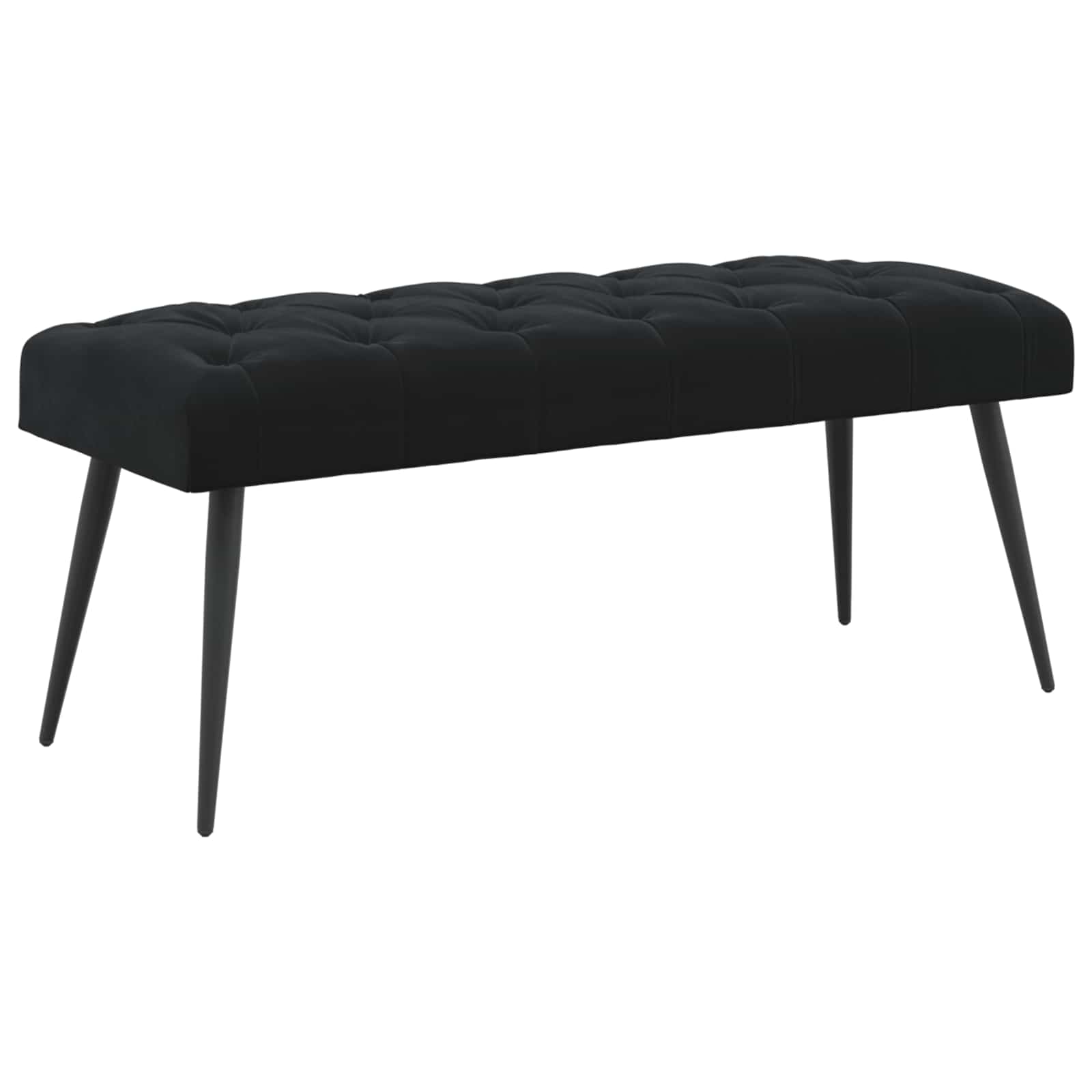 Bänk med knappar Svart 110 x 40 x 46 cm Sammet